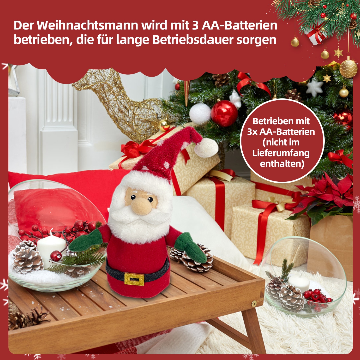 SHX Weihnachtsmann »Singender und tanzender Weihnachtsmann«, Bewegung, lebhafte Musik