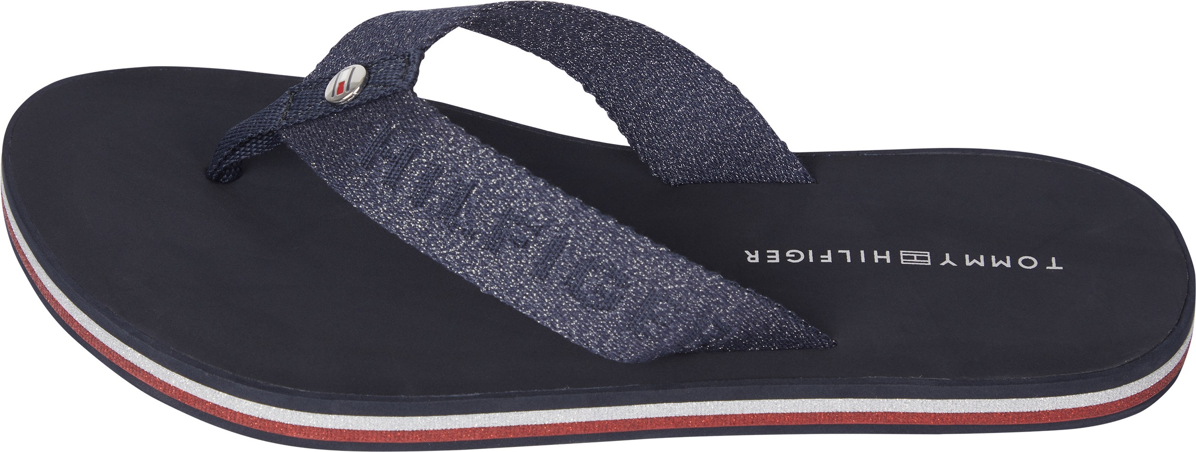 Tommy Hilfiger Zehentrenner »TH GLITTER WRAP BEACH SANDAL«, mit Glitzerdruck