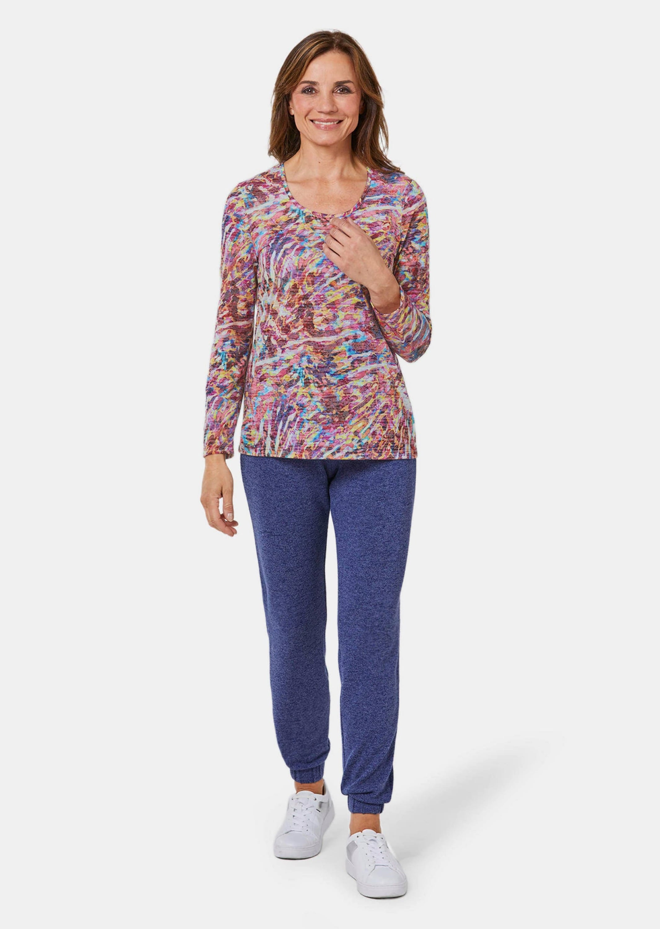 GOLDNER Longpullover »Kurzgröße Langarmshirt in Ausbrennerqualität mit Rundhals«