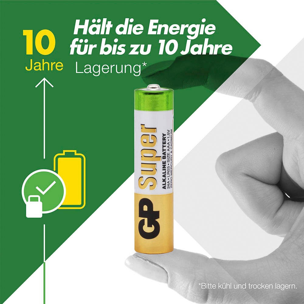 GP Batteries Batterie »16 Stück (8+8) AAA Micro Super Alkaline, 1,5V«, 1,5 V, (Spar-Set, 16 St.)