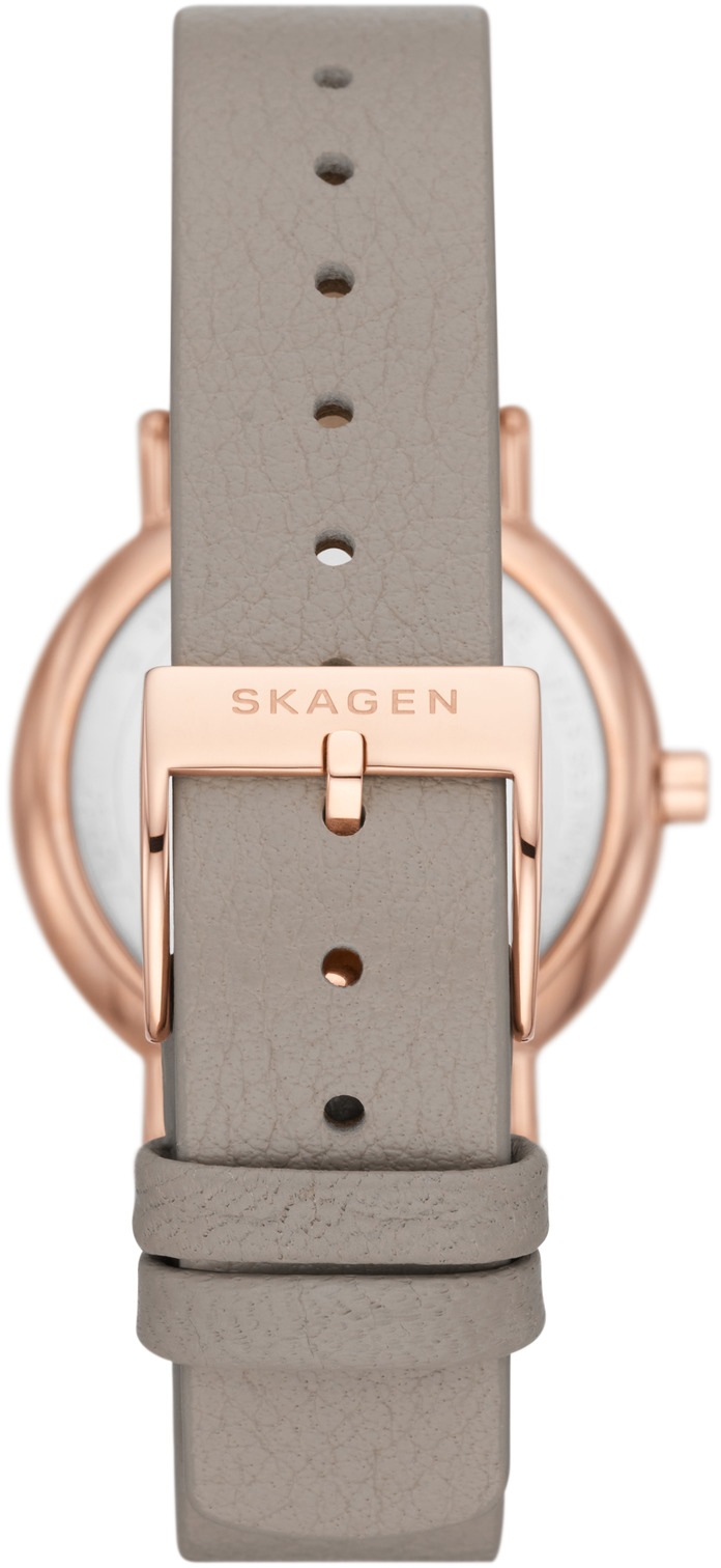 Skagen Quarzuhr »SIGNATUR LILLE«, Armbanduhr, Damenuhr, Nachhaltigkeitssiegel, Lederarmband