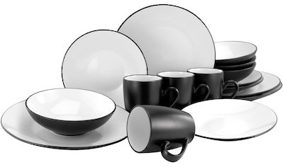 CreaTable Kombiservice »Cool Black«, (Set, 16 tlg., Kaffeeservice und Tafelservice im... kaufen