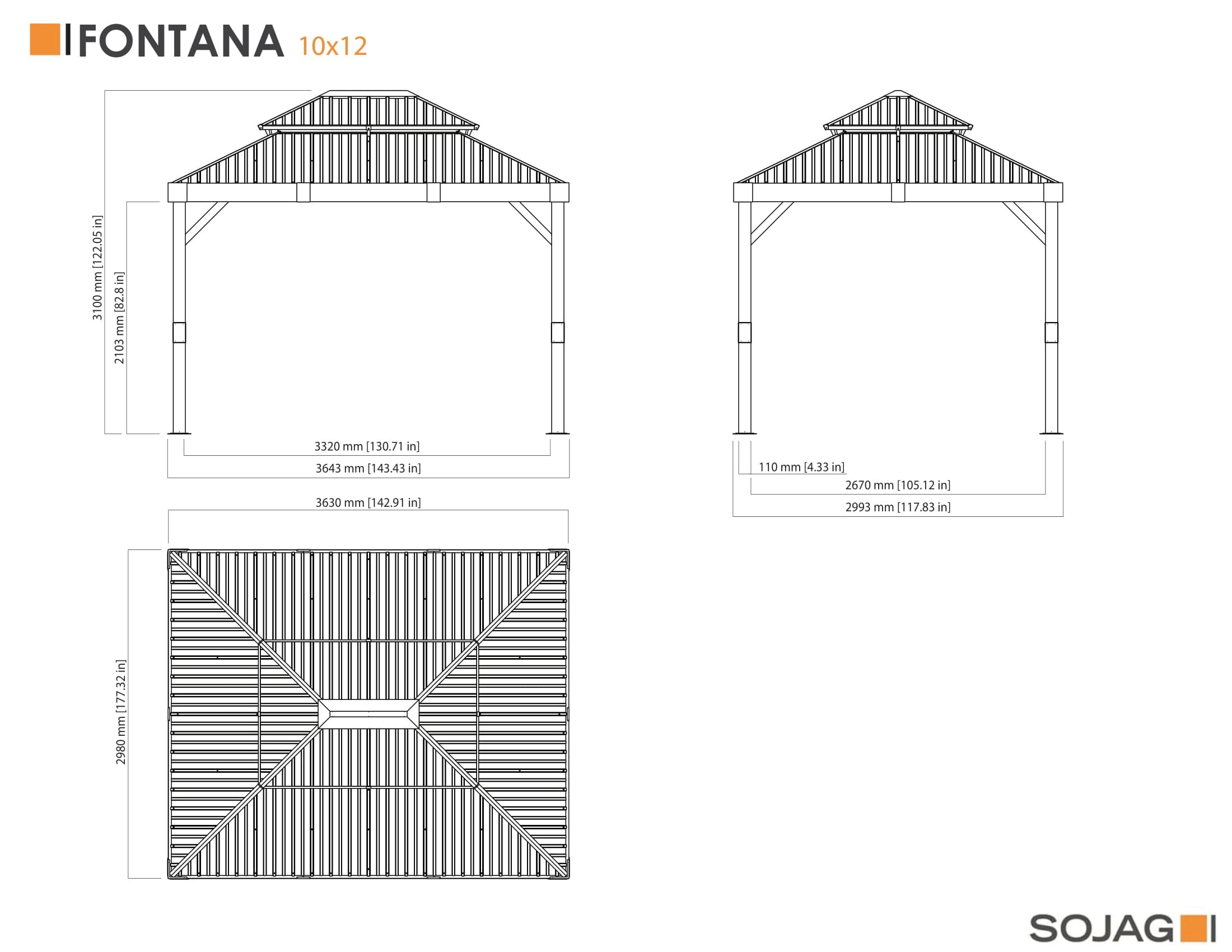 Sojag Pavillon »Fontana 10x12 Wood« BxT: 365x300 cm