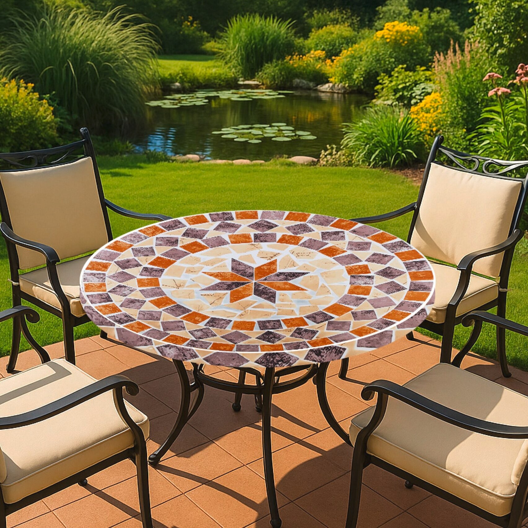 Maximex Gartentischdecke »Spann-Tischdecke« Ø 85-105 cm, abwaschbar, wetterfest