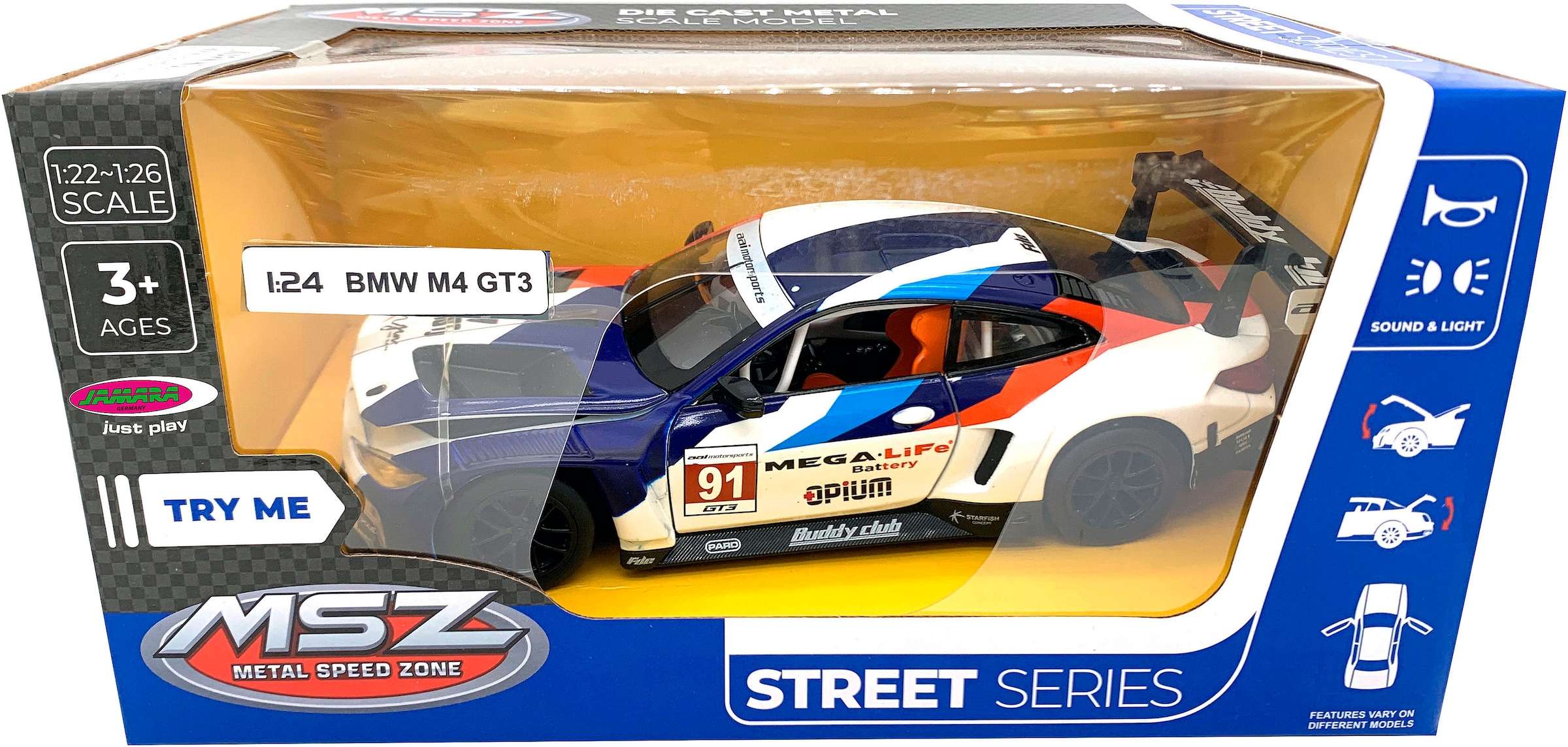 Jamara Spielzeug-Auto »Diecast, BMW M4 GT3«, LED Licht; Maßstab 1:24