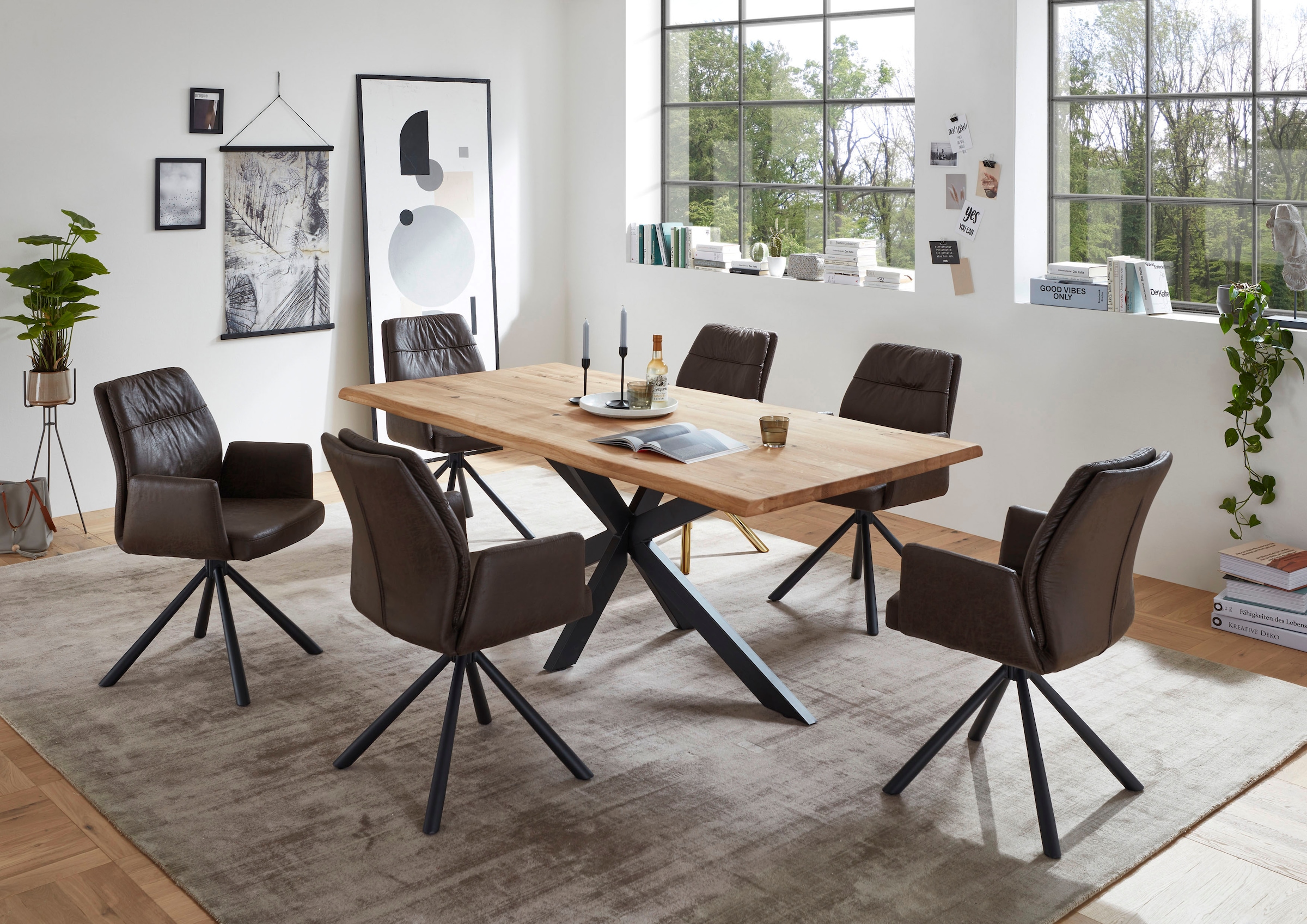HBZ Esstisch »TOM, TOPSELLER!«, (Tisch, Esstisch), 200 cm breit Eiche Massivholz mit Baumkante