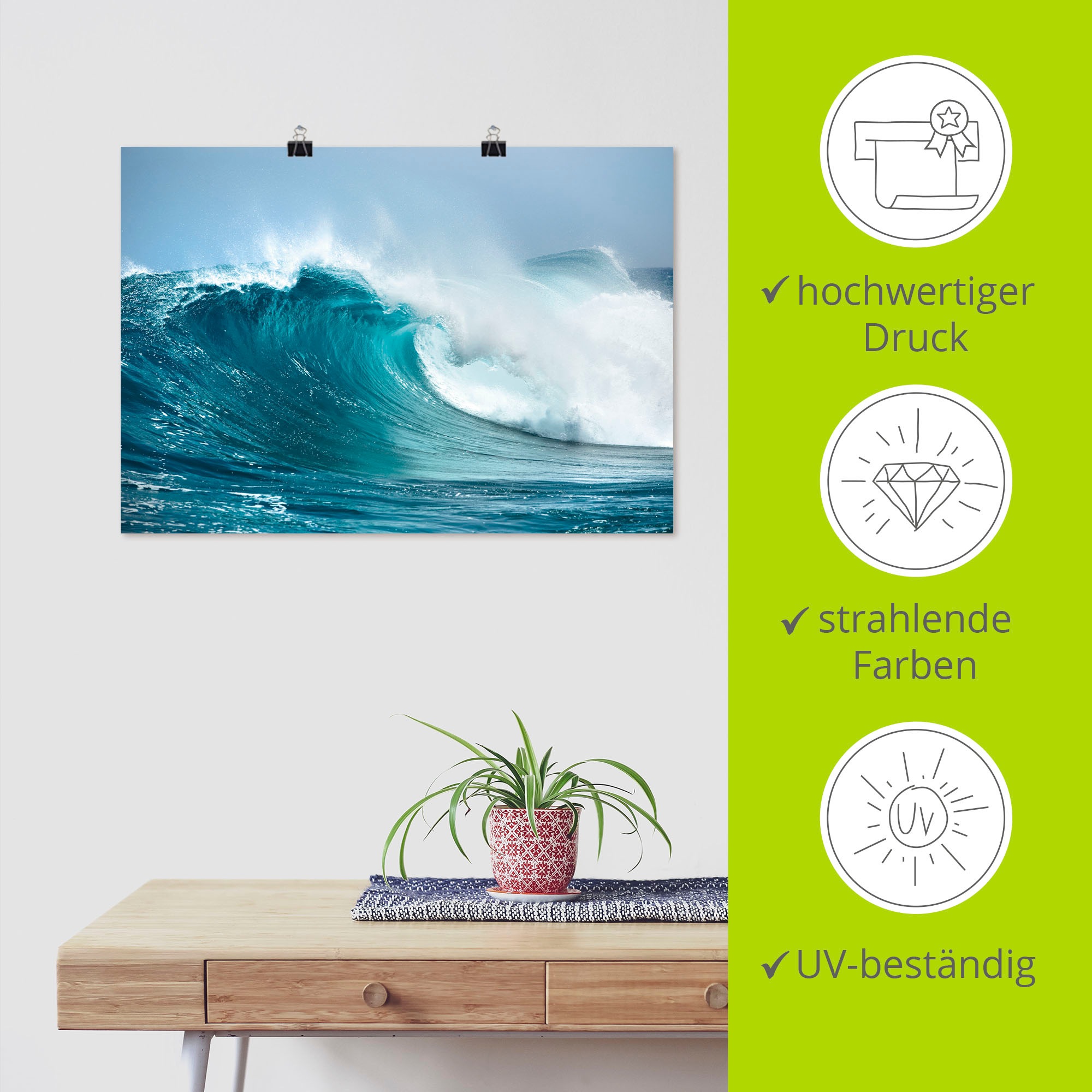 Artland Wandbild »Ozeanwelle«, Gewässer, (1 St.), als Leinwandbild, Poster, Wandaufkleber in verschied. Größen