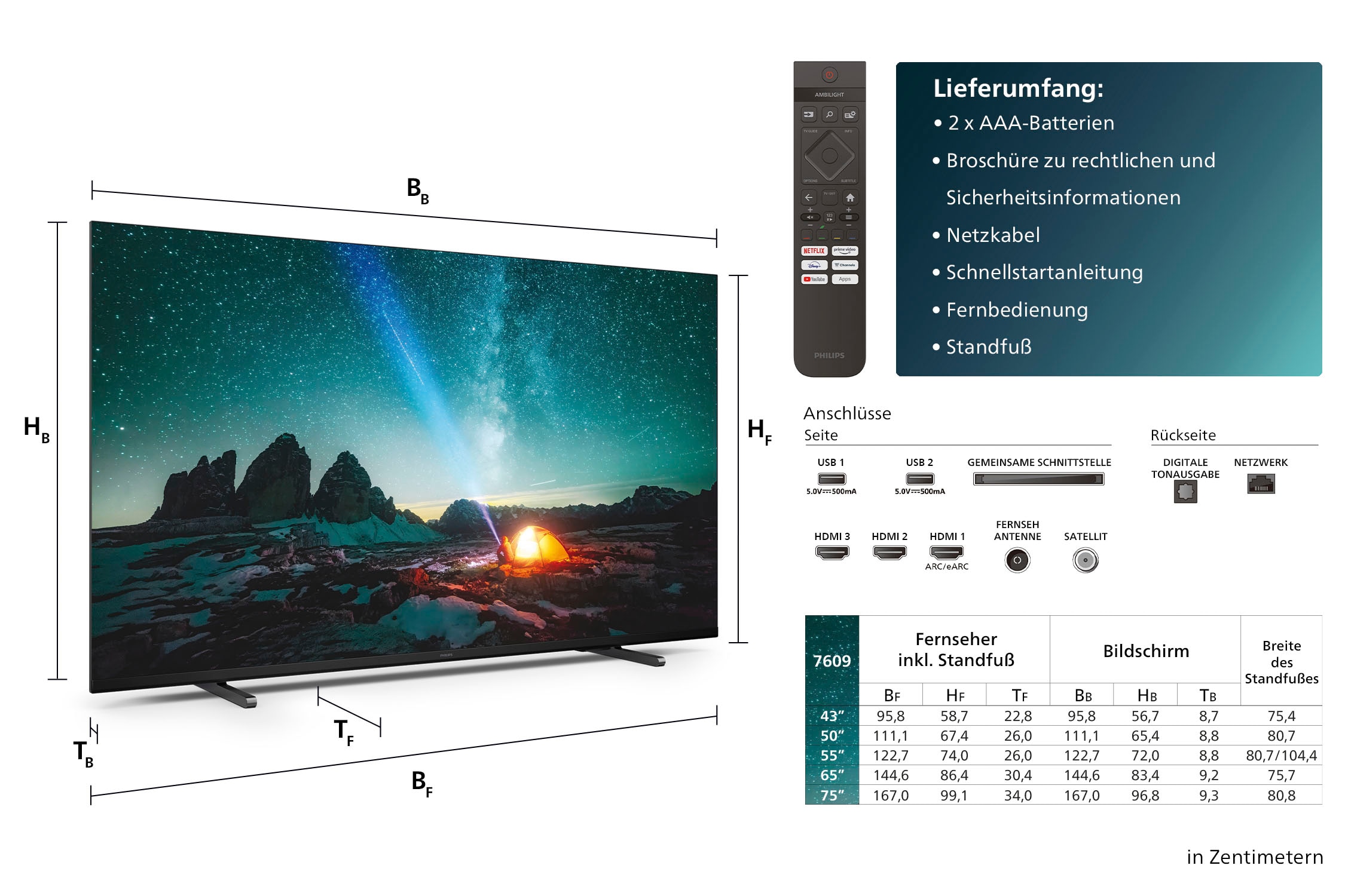 Philips LED-Fernseher »75PUS7609/12«, 4K Ultra HD, Smart-TV