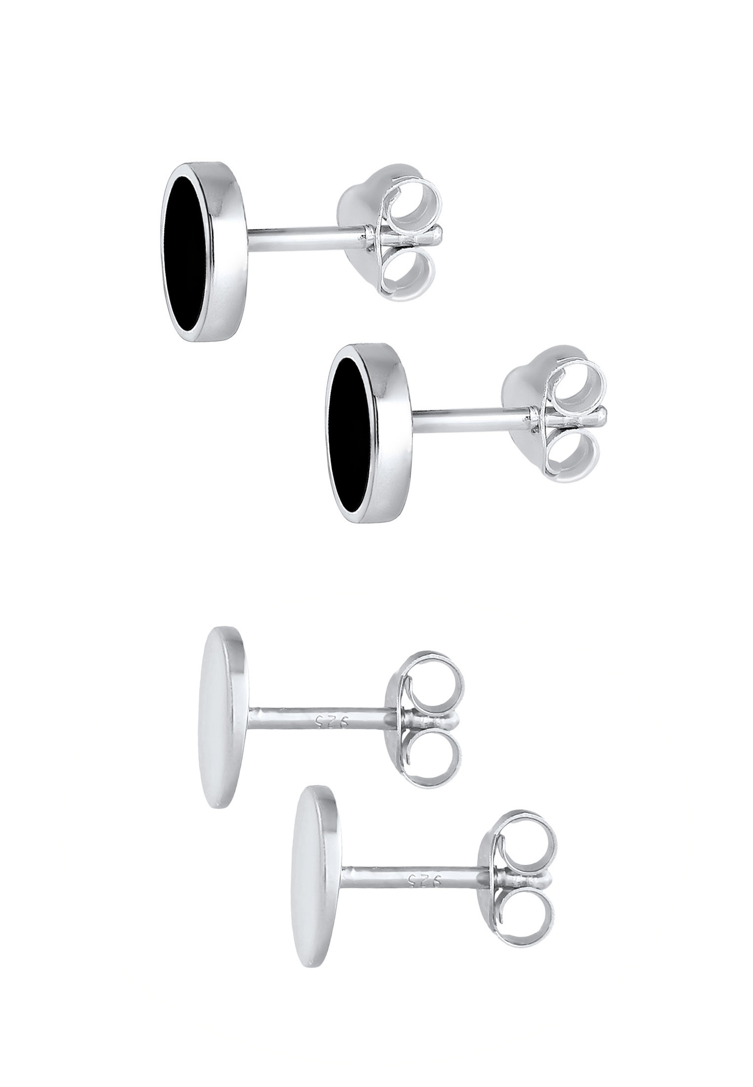 Kuzzoi Paar Ohrstecker »Ohrringe Herren Set Kreis Geo Emaille 925 Silber«