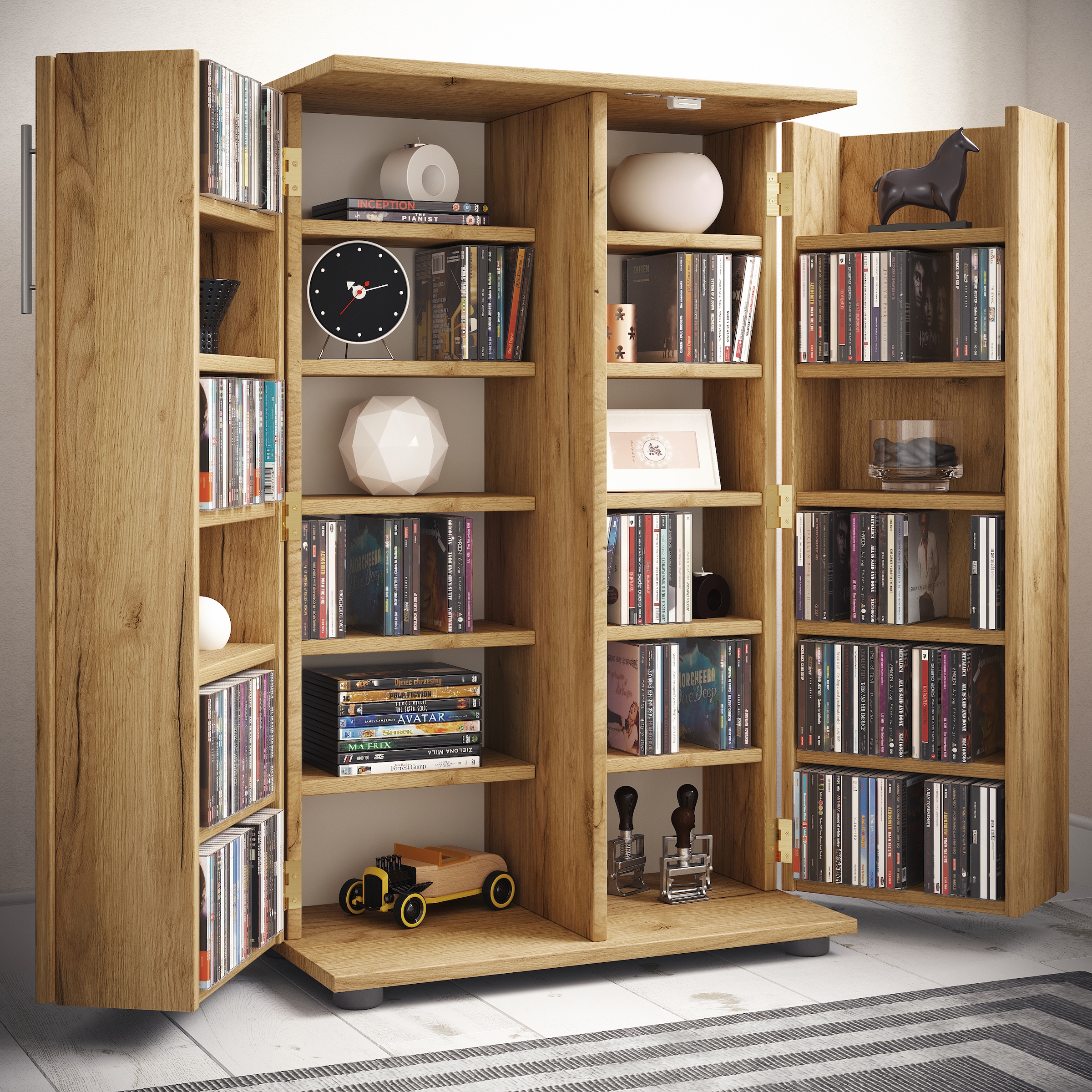 VCM Media-Regal »Holz Schrank CD DVD Regal abschließbar Engalo XL« 1 Stk. tlg.