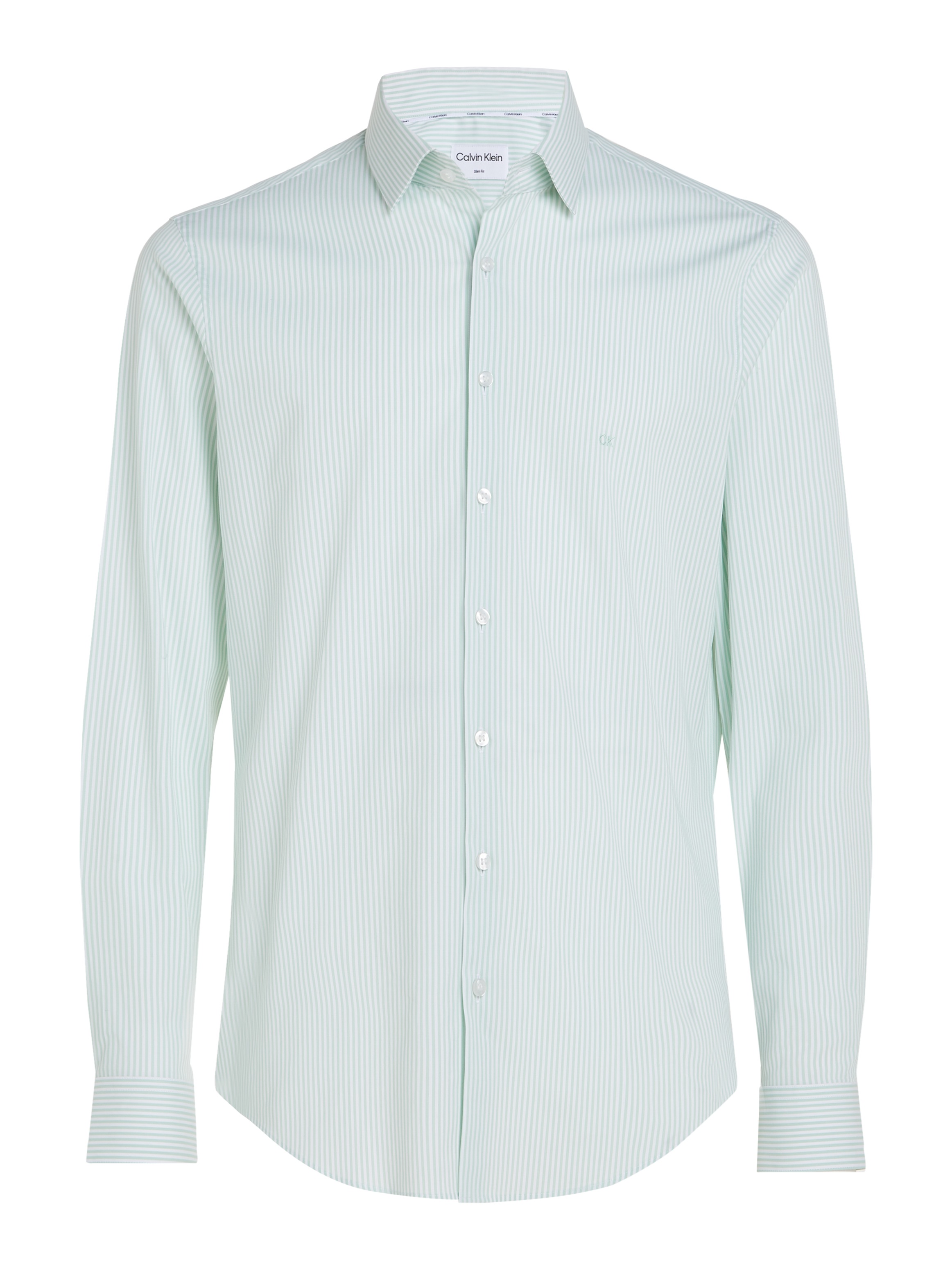 Calvin Klein Langarmhemd »POPLIN STRIPE SLIM SHIRT«, mit Logoprägung