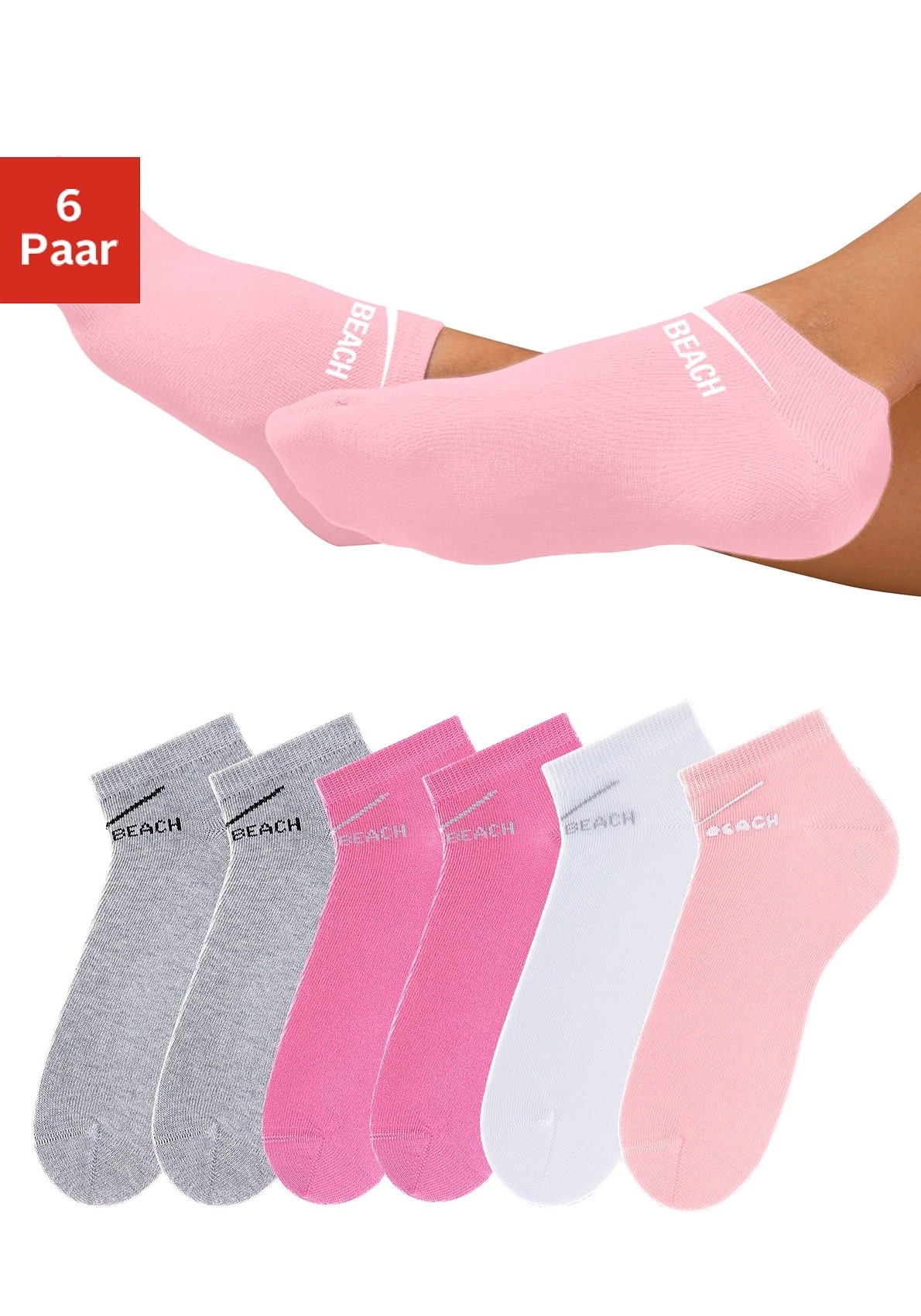 Venice Beach Sneakersocken, (Set, 6 Paar), perfekte Passform durch LYCRA-Anteil