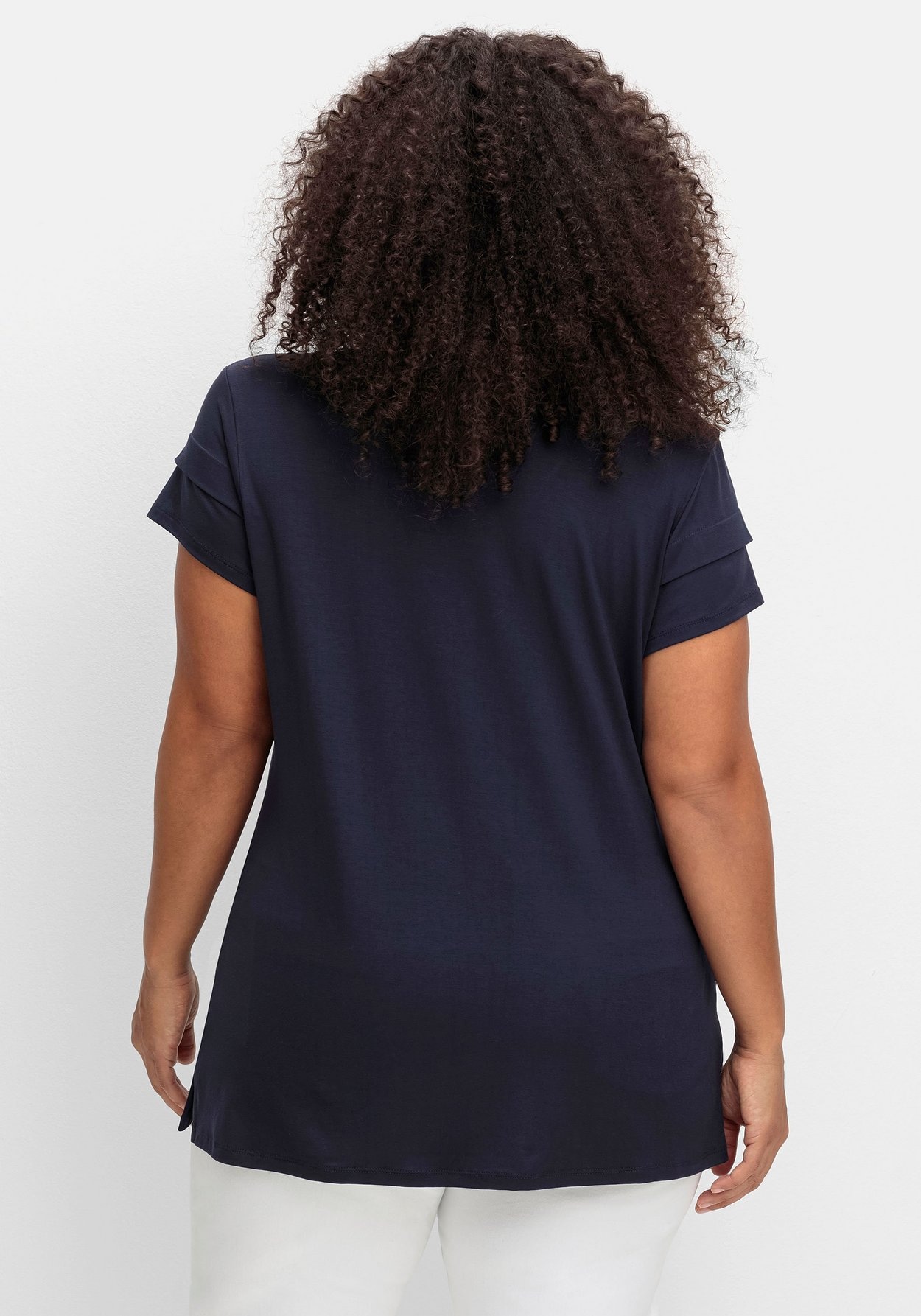 Sheego T-Shirt »Shirt mit Zipper am V-Ausschnitt«