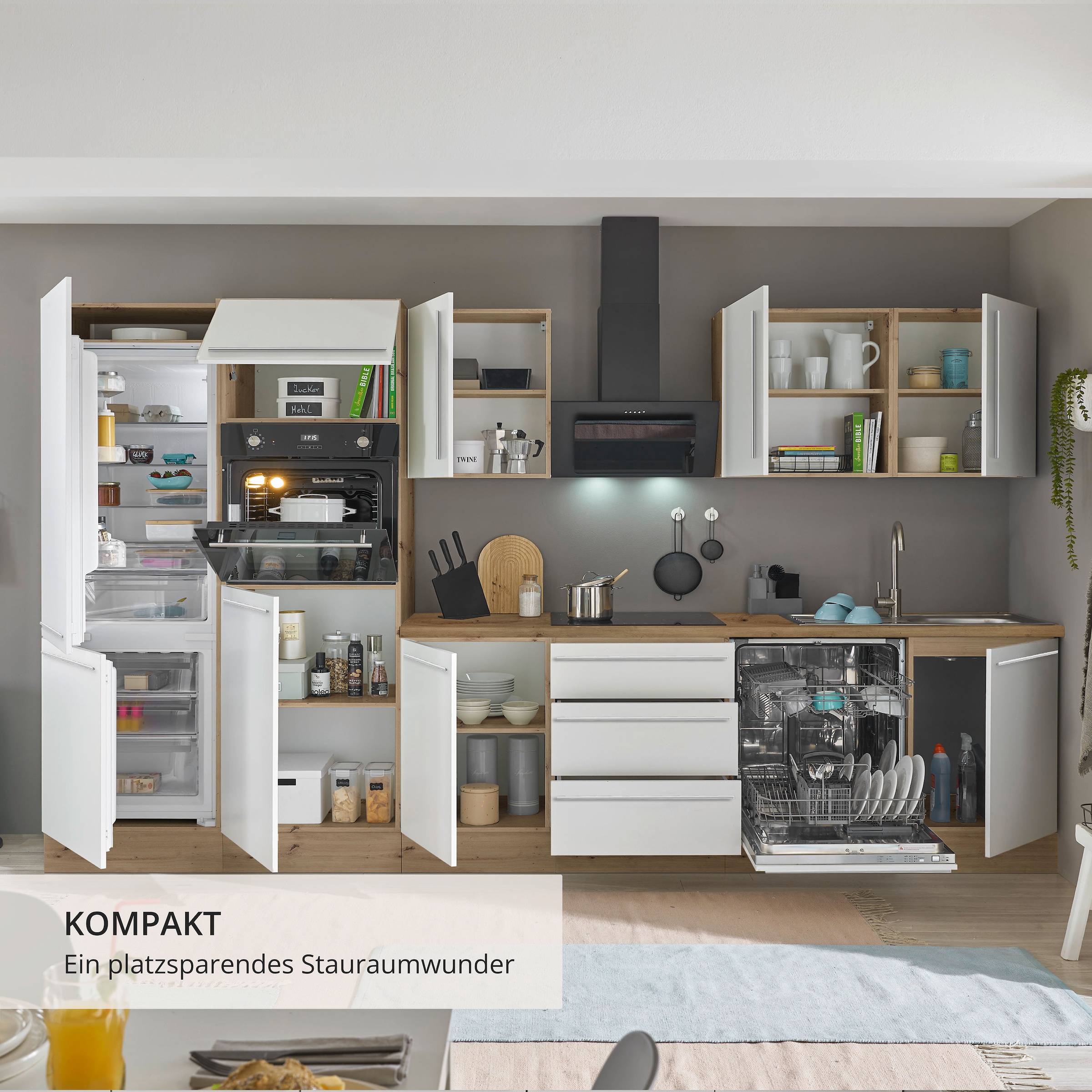 KOCHSTATION Küchenzeile »Florida« Breite 340 cm, wahlweise mit E-Geräten,Softclose für Türen/Schubkästen