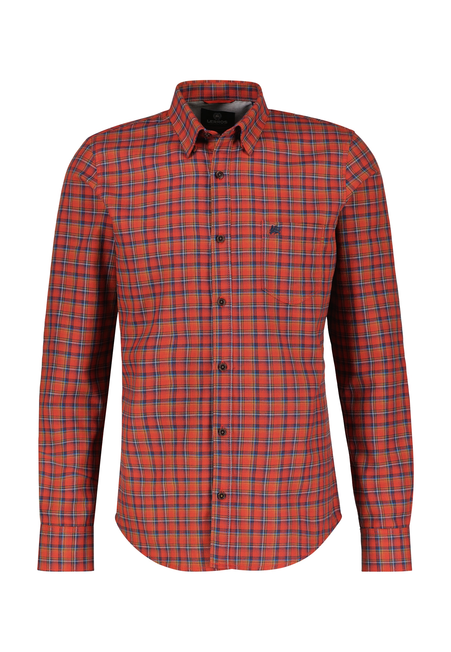 LERROS Langarmhemd »LERROS Karohemd, verdeckter Button-down-Kragen«