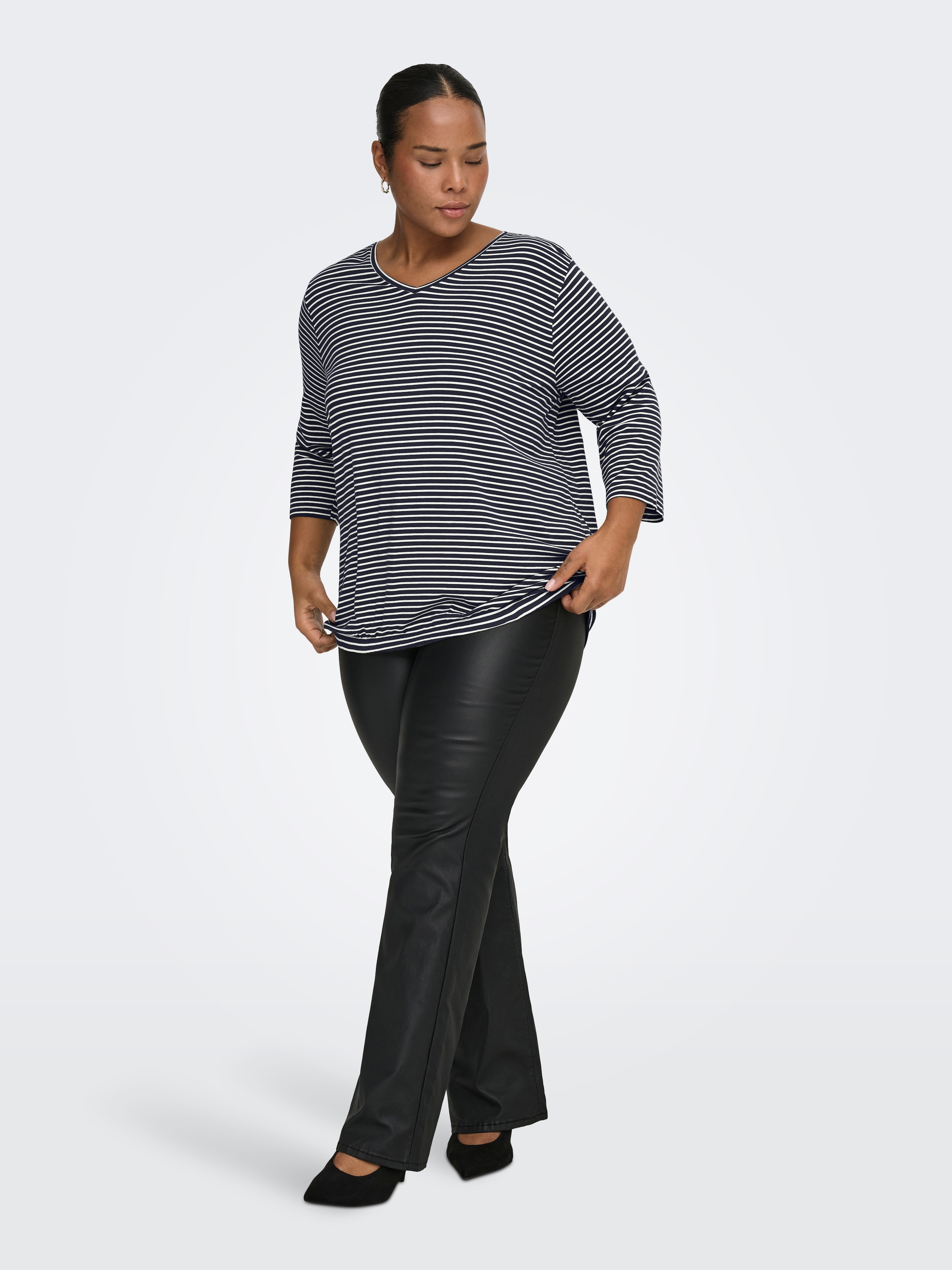 ONLY CARMAKOMA 3/4-Arm-Shirt »CARLINA 3/4 SLEEVE V-NECK BLOUSE JRS«