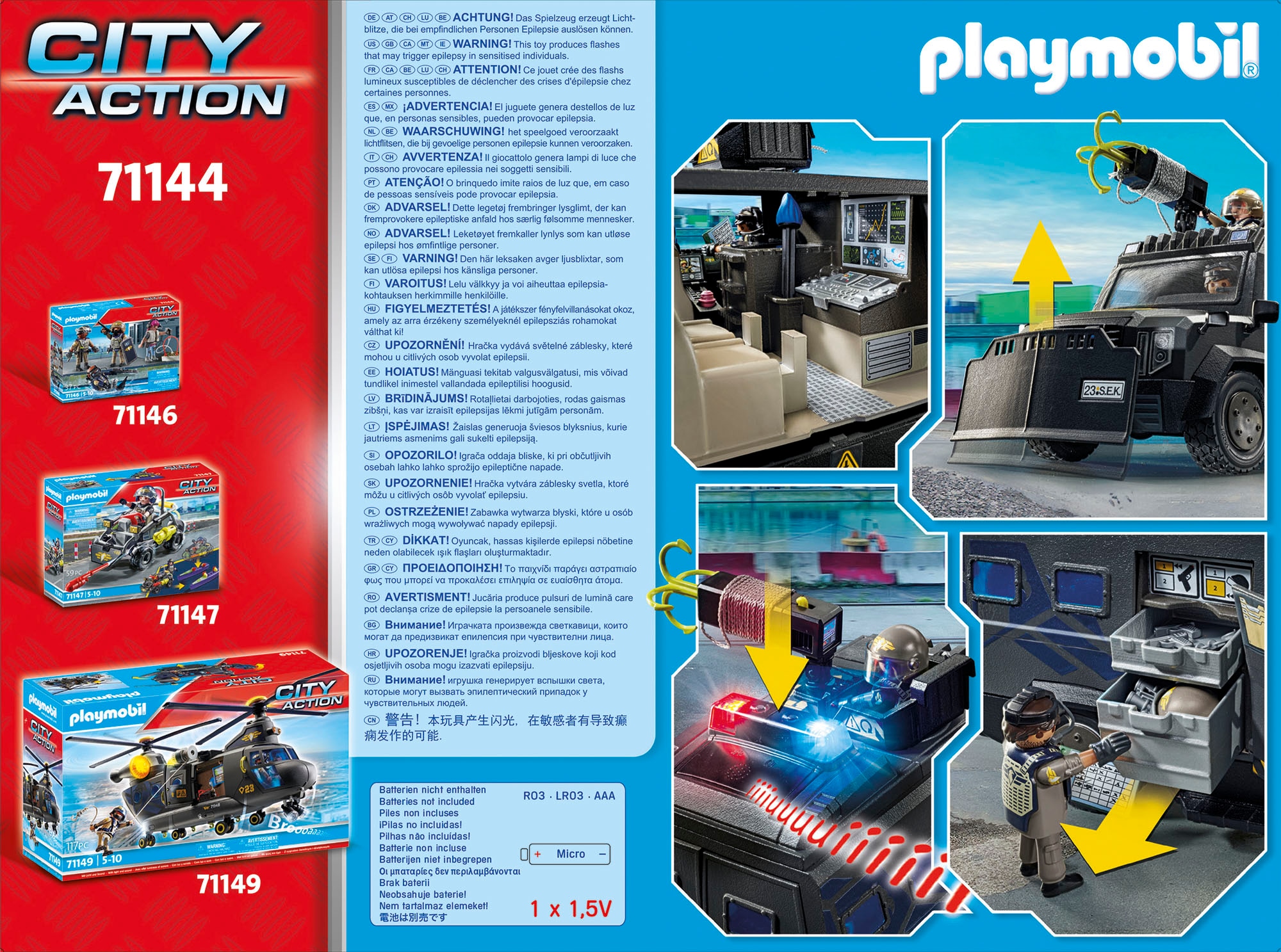 Playmobil® Konstruktions-Spielset »SWAT-Geländefahrzeug (71144), City Action«, (73 St.), Made in Europe; mit Licht und Sound