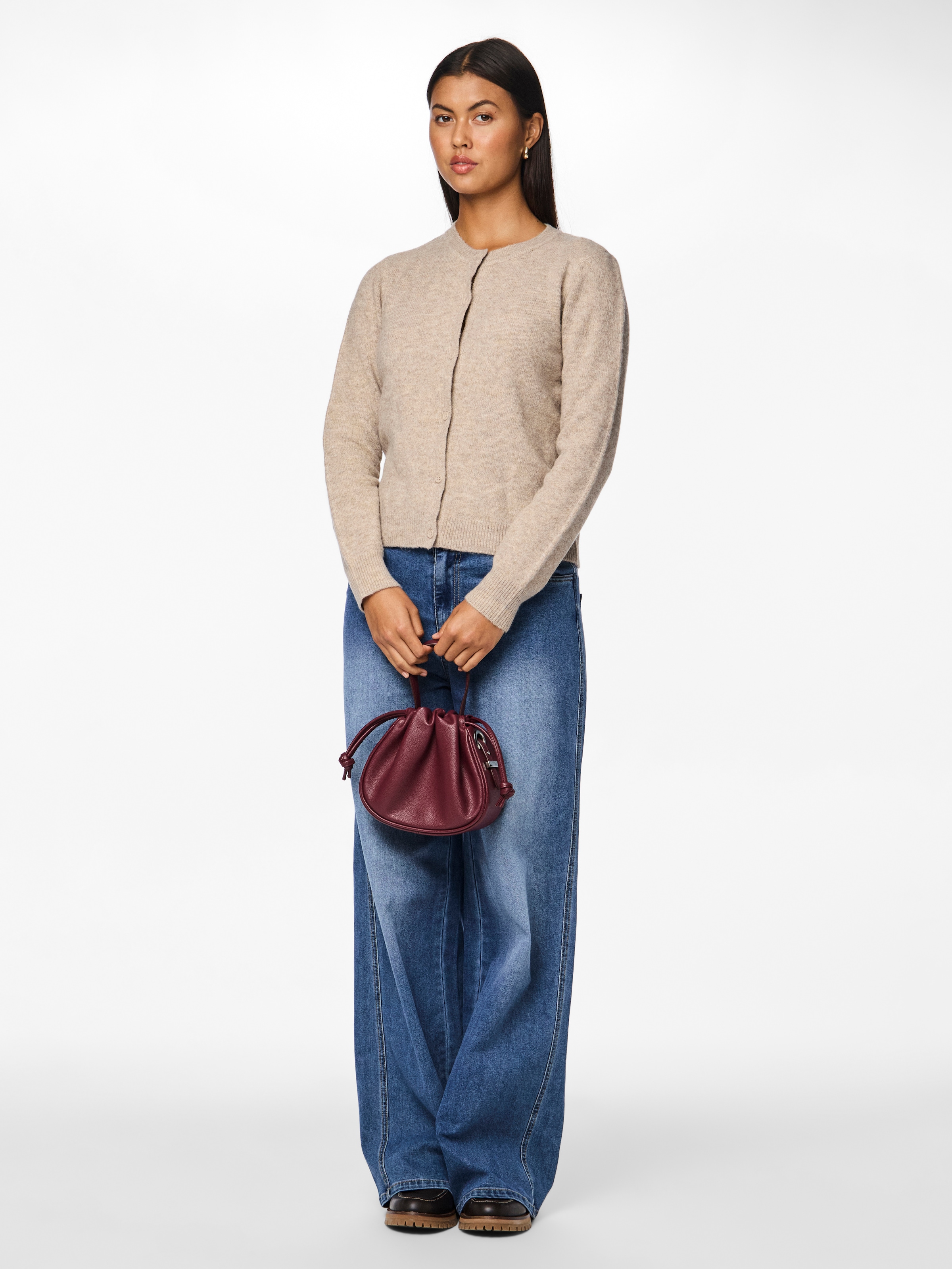pieces Strickjacke »PCMALOU LS KNIT CARDIGAN NOOS BC« Materialmix, slim fit
