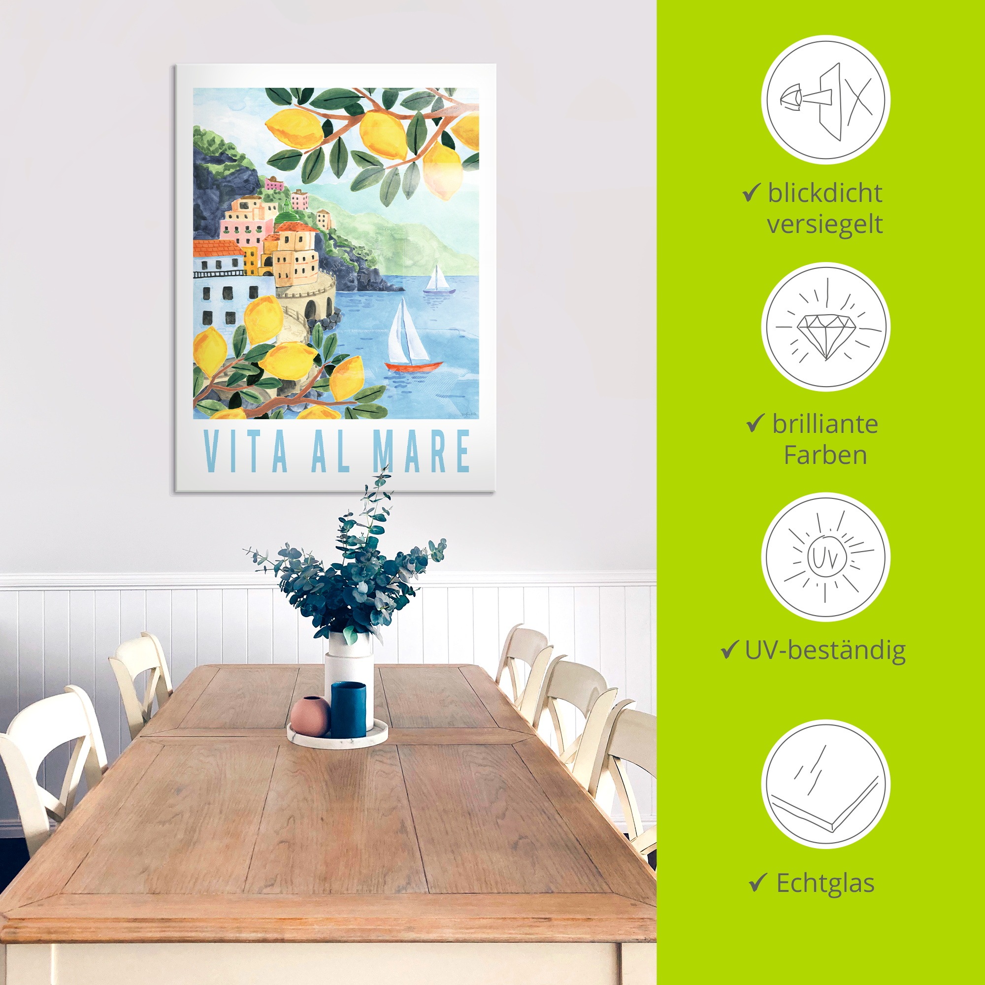 Artland Glasbild »Mediterranean View II« Meer Bilder 1 Stk. tlg. in verschiedenen Größen