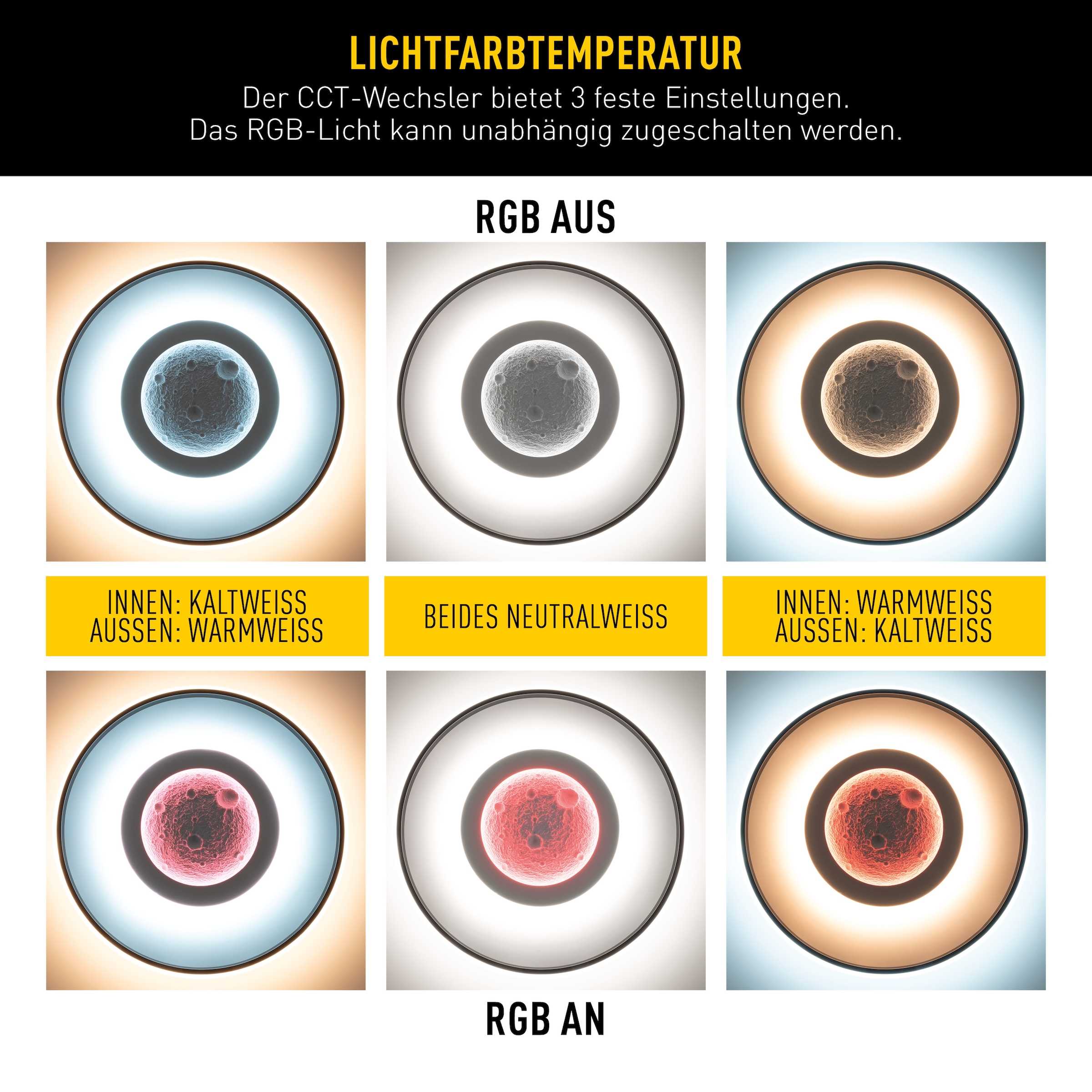 näve LED Deckenleuchte »Livana« LED-Modul 1 Stk. warmweiß - kaltweiß Dimmbar per IR-Fernbedienung, CCT, Memory, Nachlicht, Ø: 70 cm