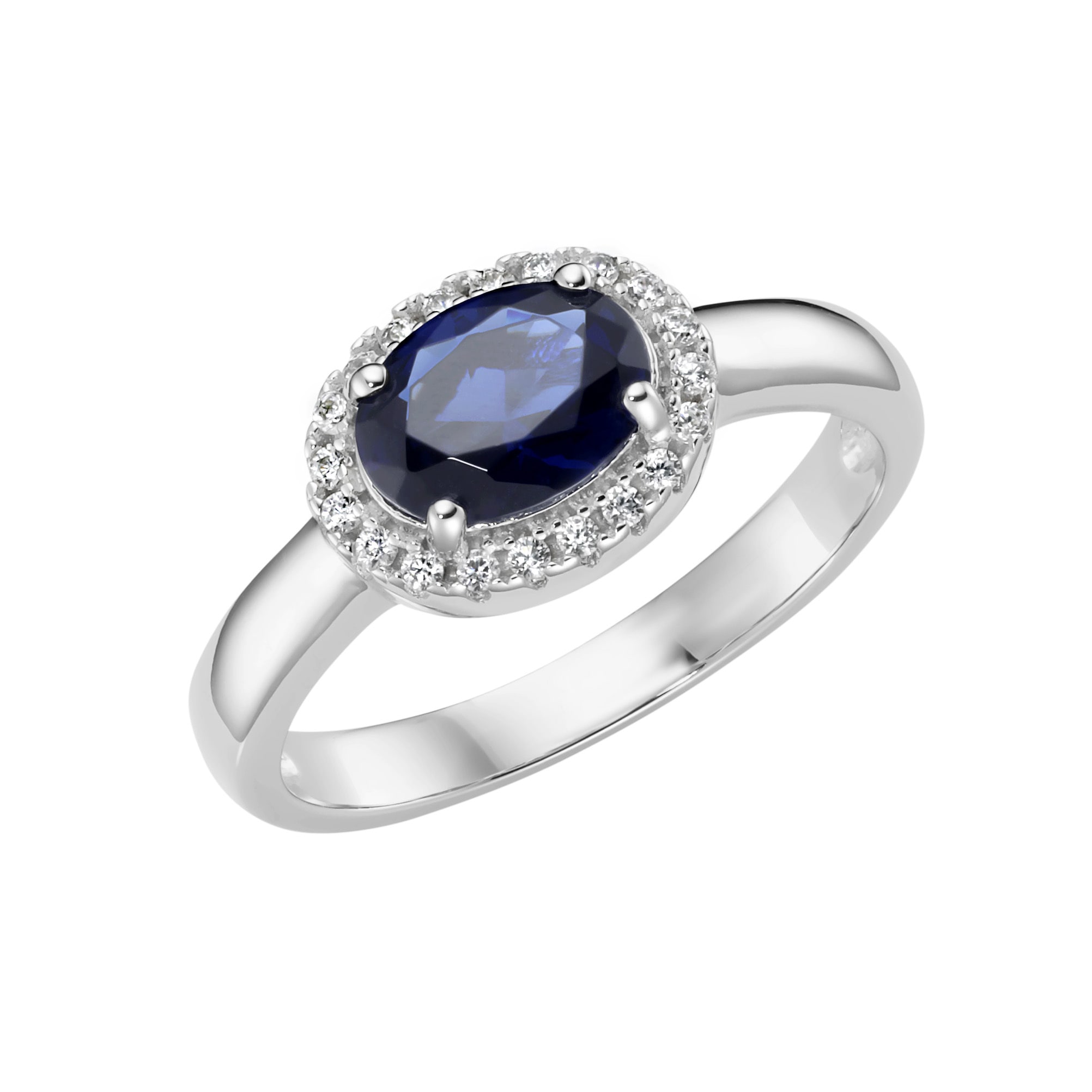 Smart Jewel Silberring »Ring mit Zirkonia und blauem Kristallstein, Silber 925«