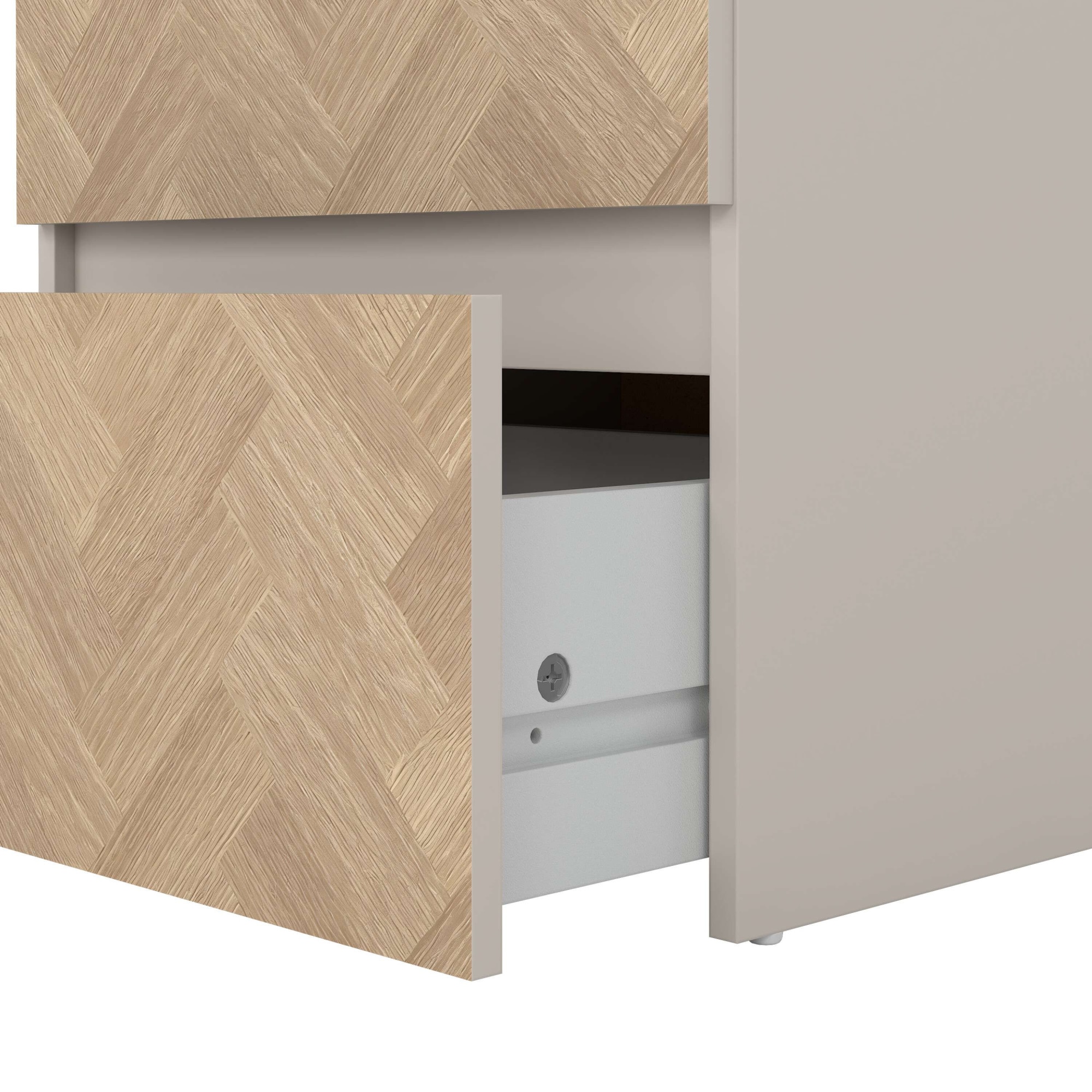 Home affaire Nachtkommode »Maise in Holzoptik mit elegantem Fischgrätmuster« Fischgrätdekorfronten für einen modernen Wohnstil