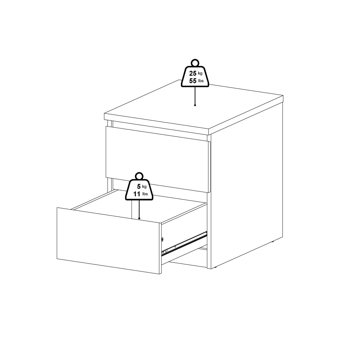 Home affaire Nachttisch, Eleganter Nachttisch mit 2 Schubladen