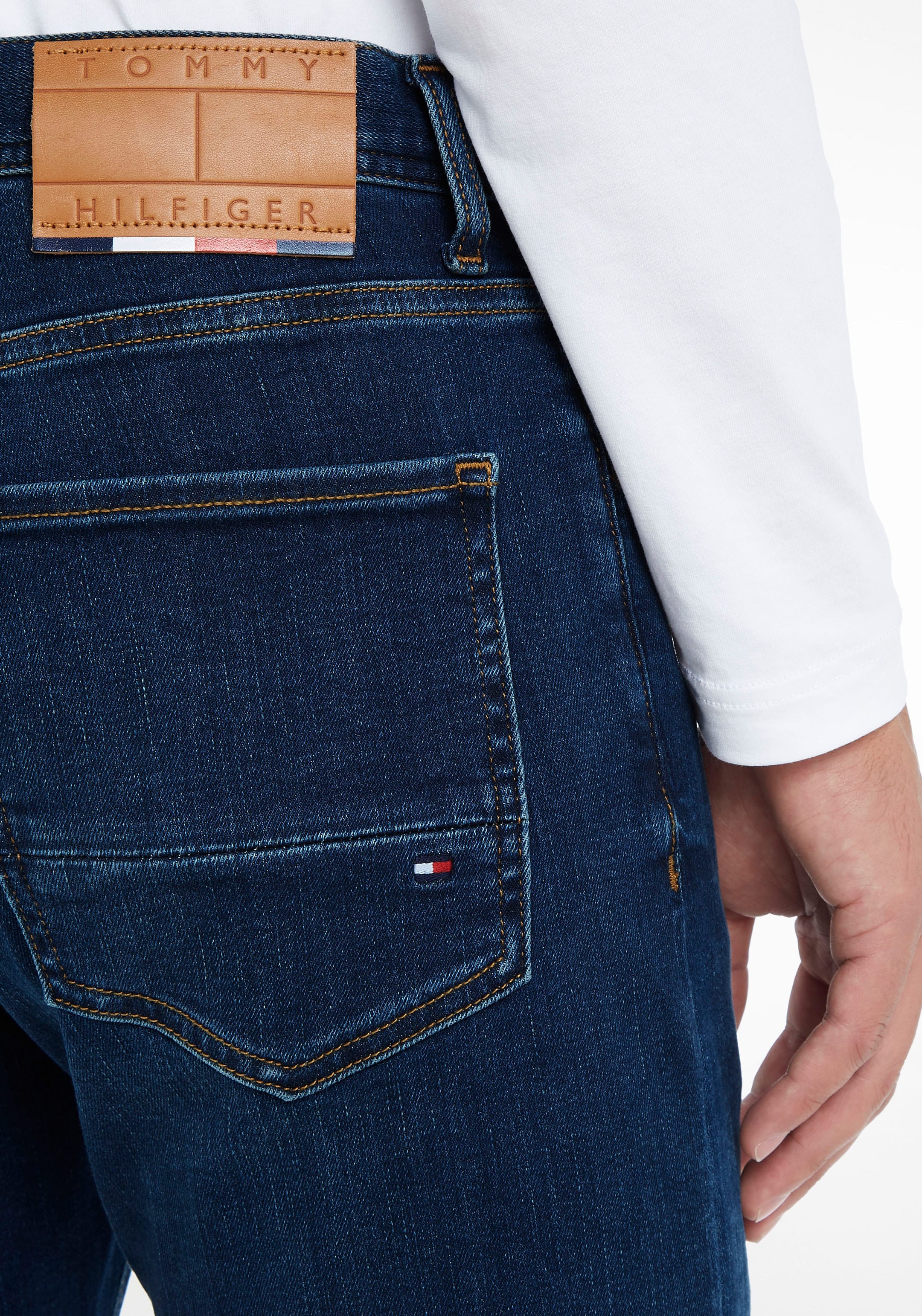 im mit Bundabschluss hinteren BLEECKER Leder-Batch Hilfiger OTTO 5-Pocket-Jeans »SLIM Shop Tommy PSTR«, Tommy Hilfiger am Online