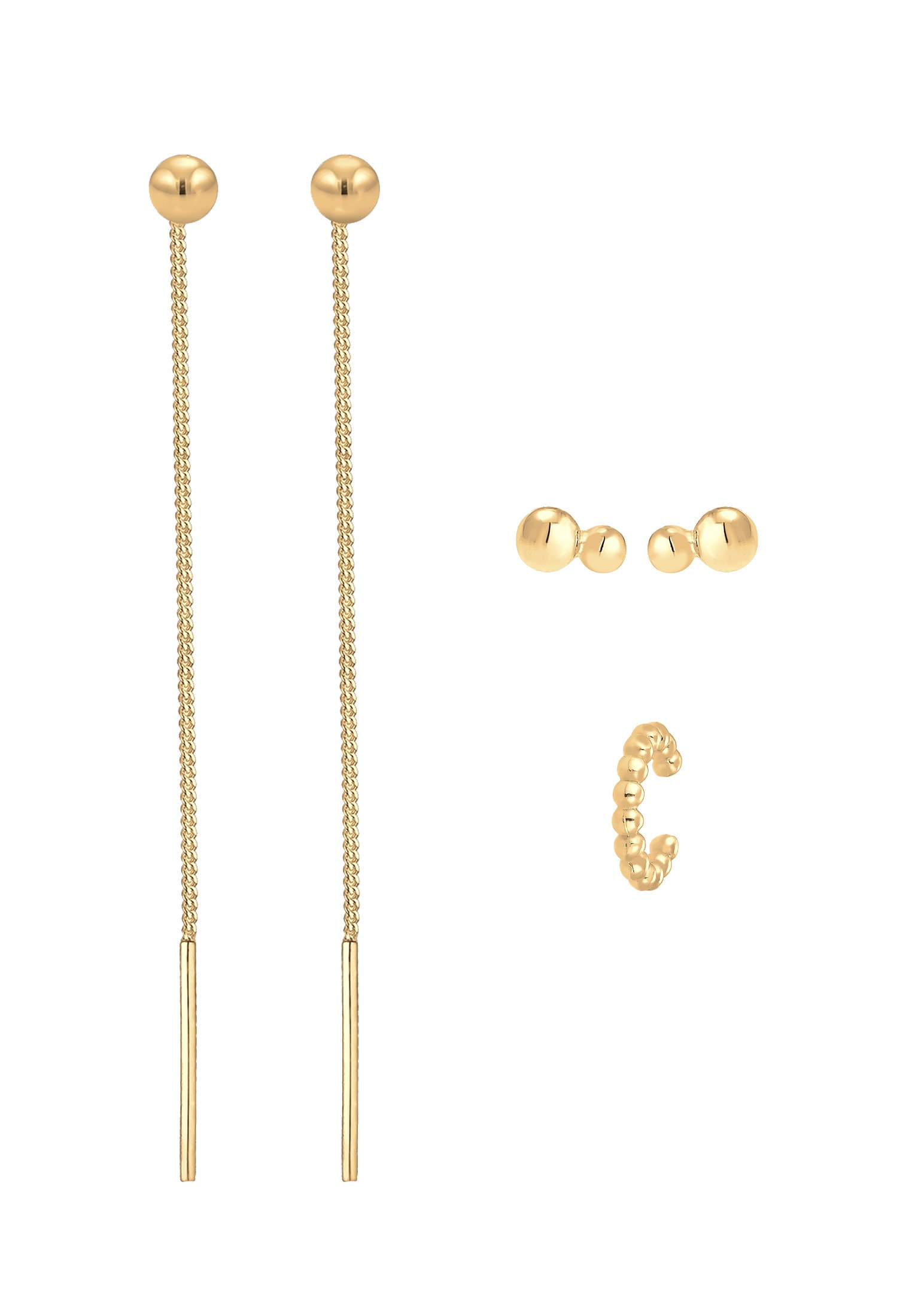 Elli Ohrstecker-Set »Ohrringe Durchzieher Earcuff Kugel (3 tlg.) Set 925 Silber«
