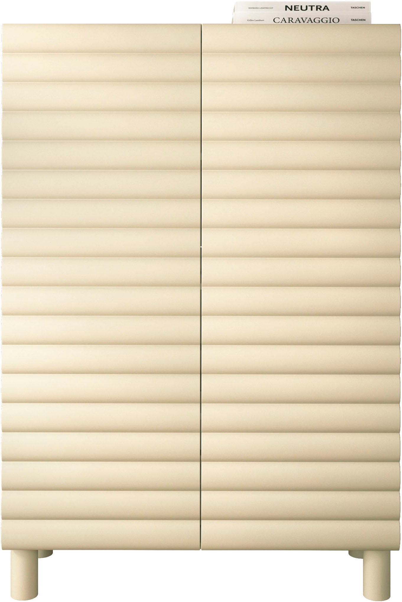 OTTO home Highboard »Adria, B/H 101/147 cm, 2 Türen, Hochkommode, Stauraumschrank« Korpus Talco Spatolato, MDF-Fronten in 3D-Design, viel Stauraum