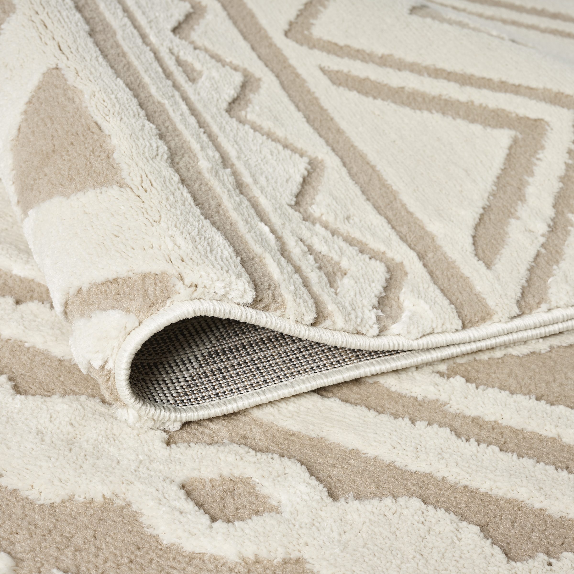 OTTO home Teppich »Bonvo« rechteckig 19 mm Höhe mit Fransen, Hoch-Tief-Struktur, Wohnzimmer, Schlafzimmer, Boho-Style