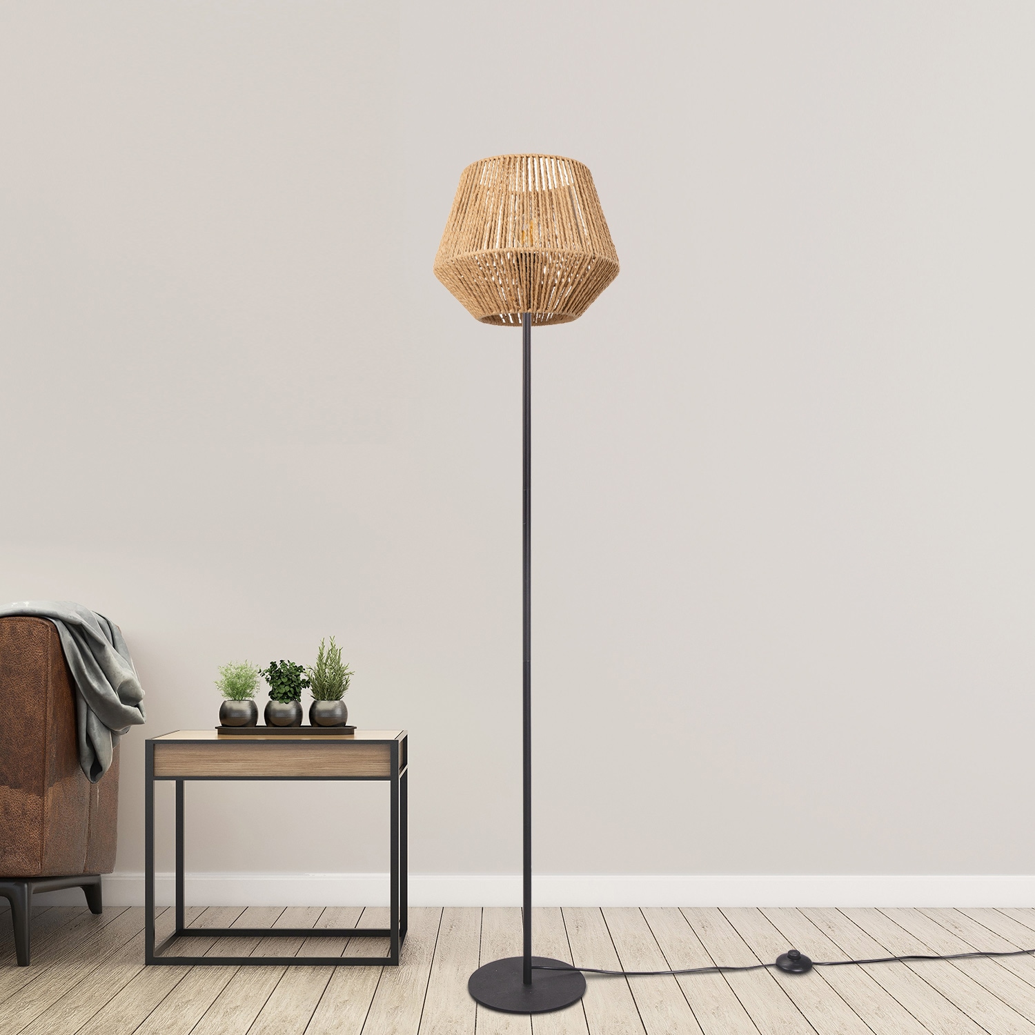 Paco Home Stehlampe »Pinto«, 1 flammig, Leuchtmittel E27 | ohne Leuchtmittel, moderne LED Lampe in Boho Optik, Wohnzimmer, Schlafzimmer, Fassung E27