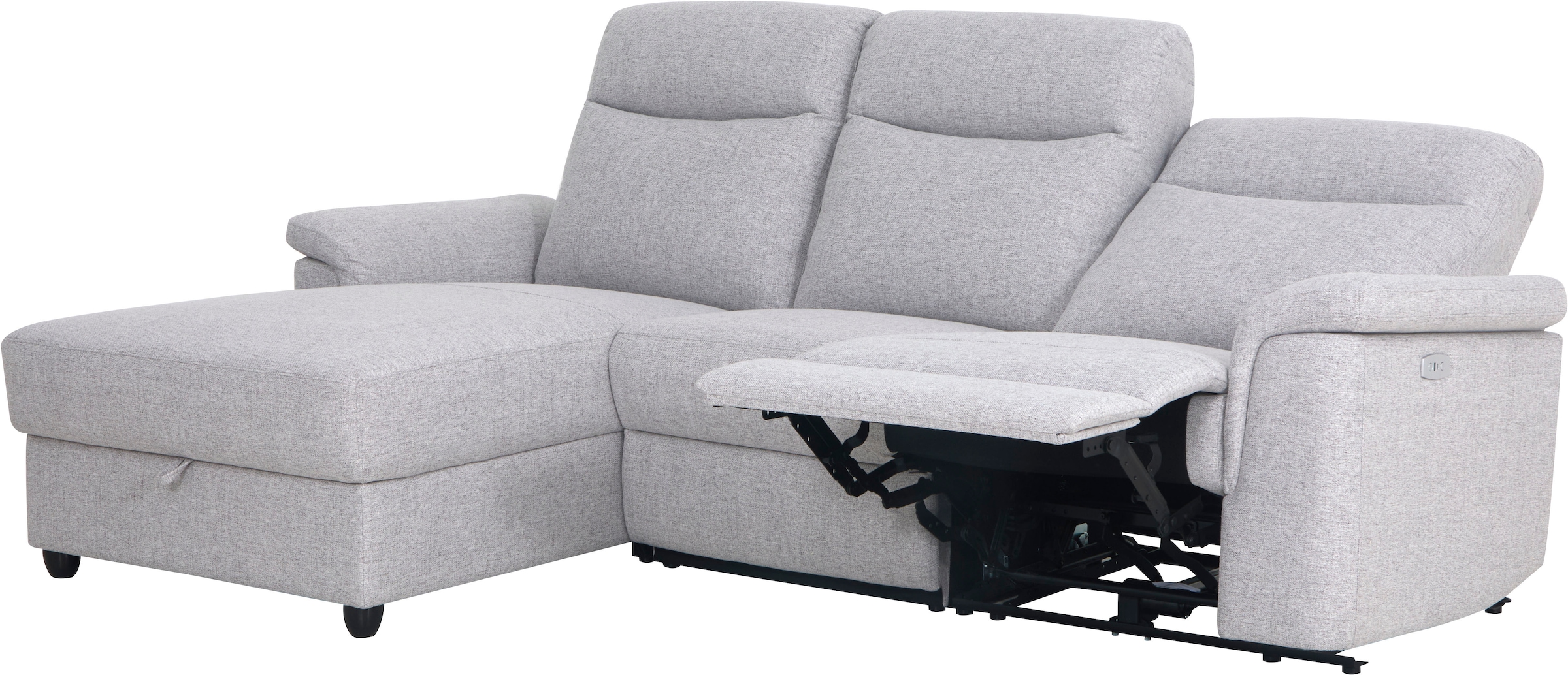 Home affaire Ecksofa »BRIONNE, L-Form, 255cm, manuelle u. elektrische Funktion (USB A/C),« Liegefunktion, Stauraum, Federkernpolsterung, Webstoff