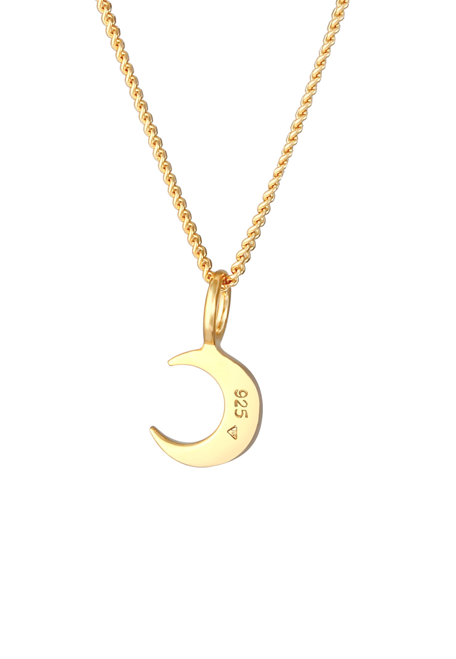 Elli Kette mit Anhänger »Halskette Panzerkette Mond Halbmond Sichel Astro 925 Silber«