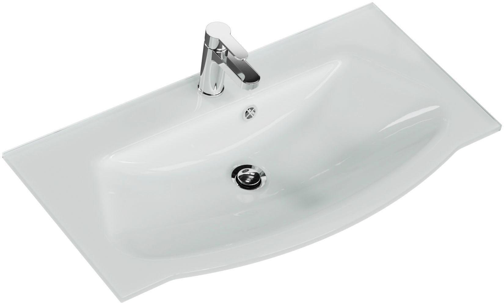 Saphir Badmöbel-Set »Serie 4005, vormontiert, Glaswaschbecken, Spiegelschrank«, (Set, 6 St.), Badezimmer-Set mit Unterschrank, Hängeschrank, Hochschrank, Türdämpfer