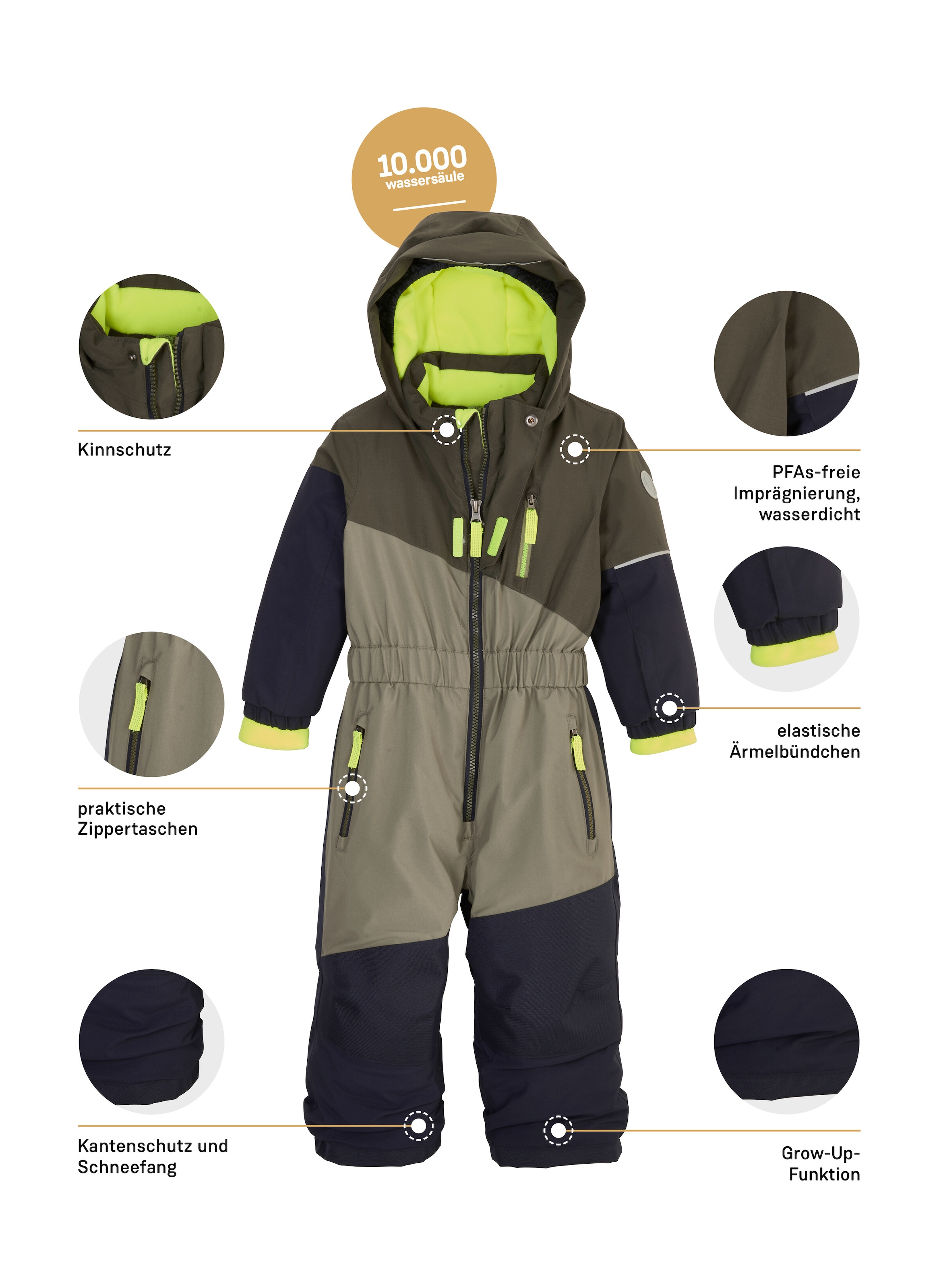 first instinct by killtec Overall »FISW 27 MNS ONPC«, Wasserdichter Skioverall mit Grow-Up-Funktion und Kinnschutz