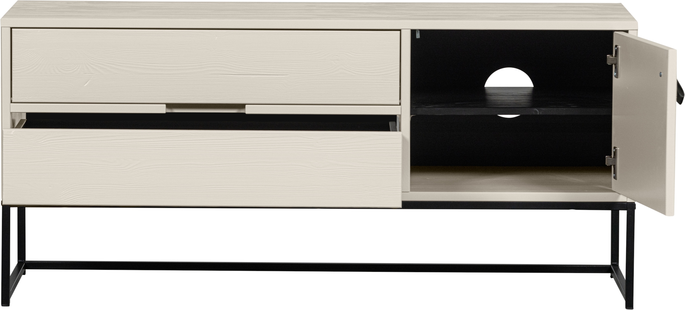 WOOOD TV-Board »Silas«, Kommode, 2 Schubladen und 1 Tür, viel Stauraum, Breite 120 oder 180 cm