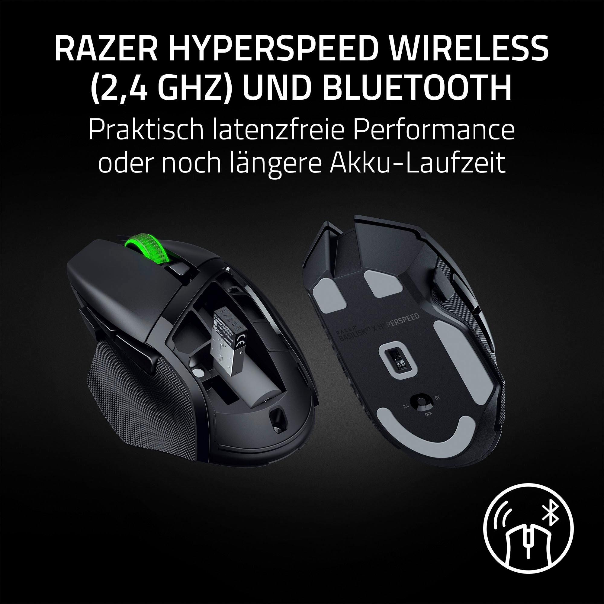 RAZER Gaming-Maus »Basilisk V3 X HyperSpeed«, USB-Bluetooth