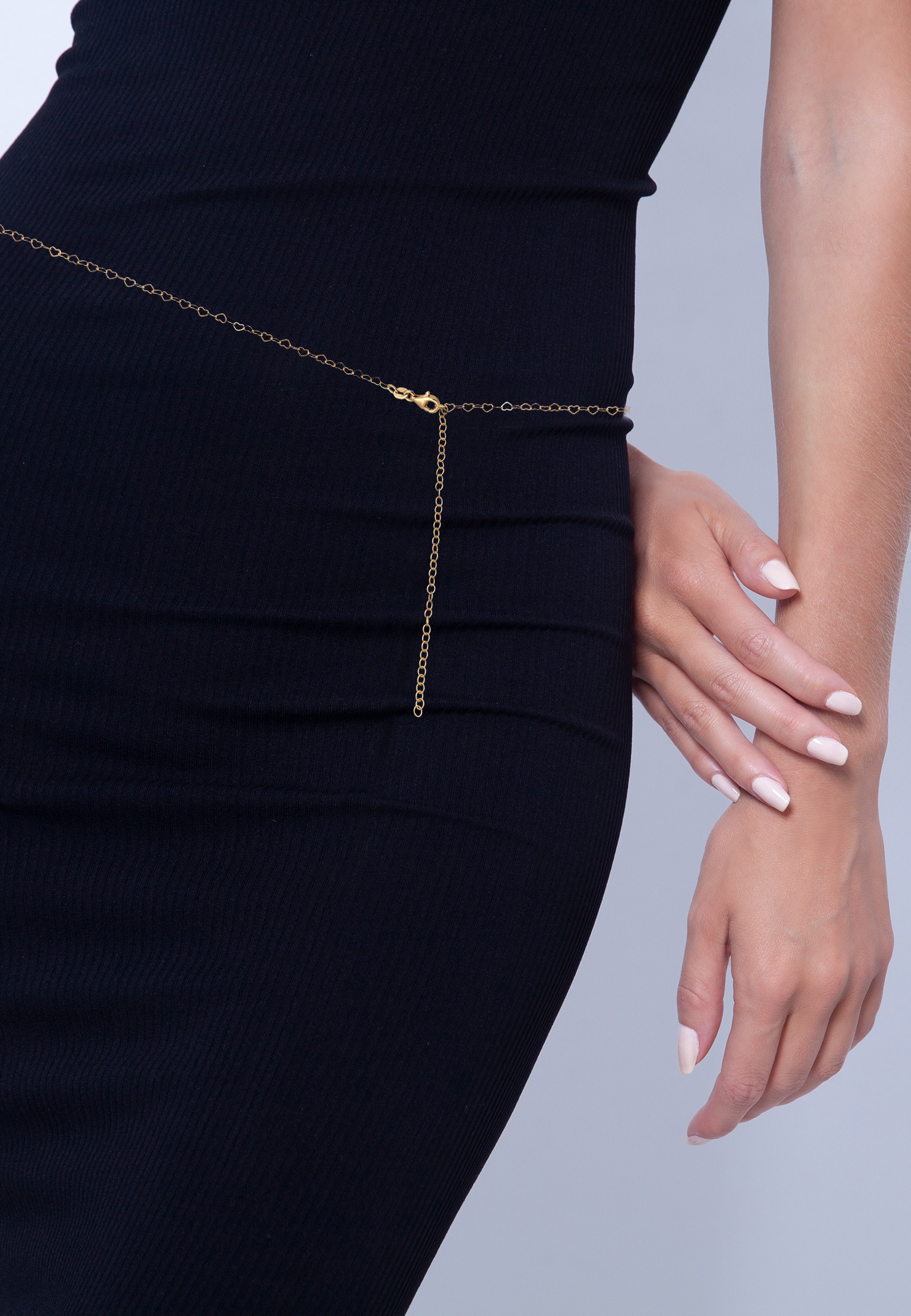 Elli Bauchketten und Fußketten Set »Schmuckzubehör Taillenkette Body Chain Herz 925er Silber vergoldet«