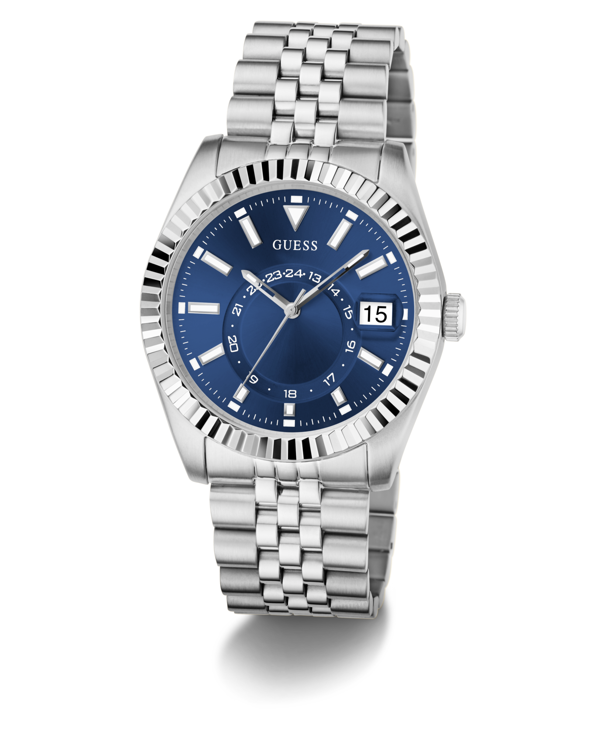 Guess Quarzuhr »JADEN« Armbanduhr, Herrenuhr, Edelstahlarmband, Datum