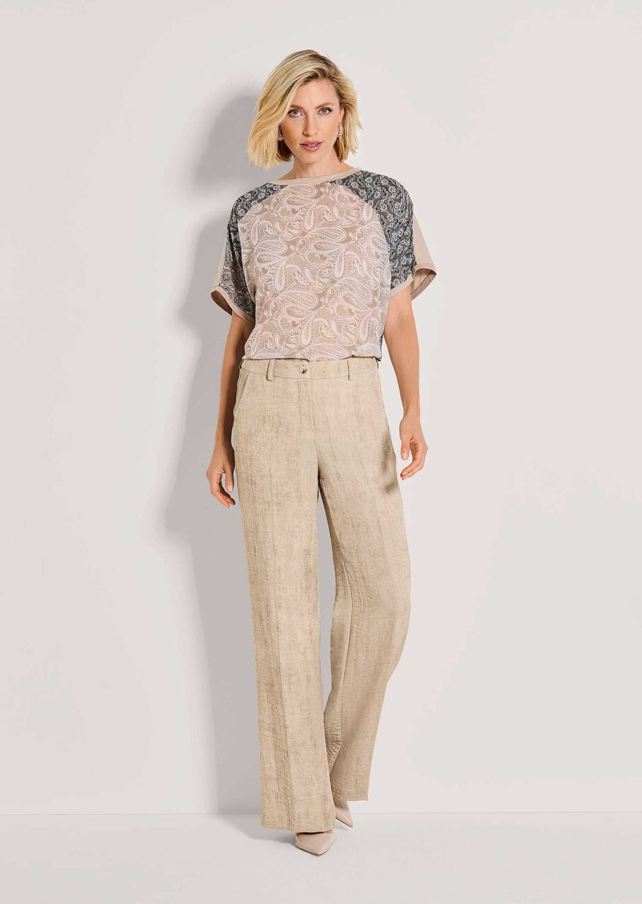 MADELEINE Bügelfaltenhose »Bügelfaltenhose Lässige Sommerhose mit weitem Bein«  Melangeeffekt