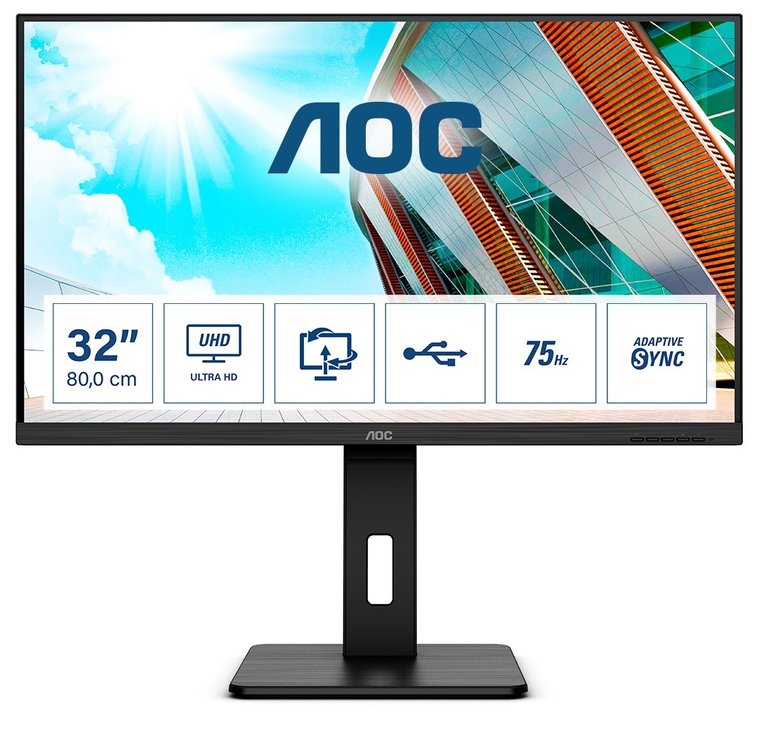 AOC LCD-Monitor »U32P2CA«, 80 cm/32 Zoll, 3840 x 2160 px, 4K Ultra HD, 4 ms Reaktionszeit, 60 Hz