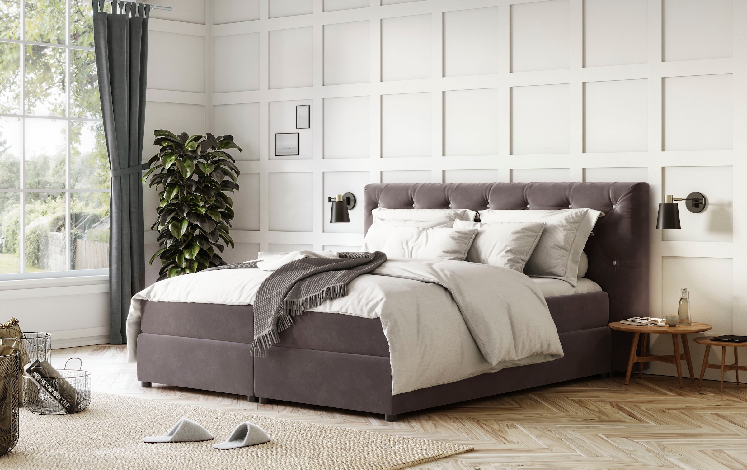 COTTA Boxspringbett »Castle«, mit Strasssteinen im Kopfteil, inkl. Topper