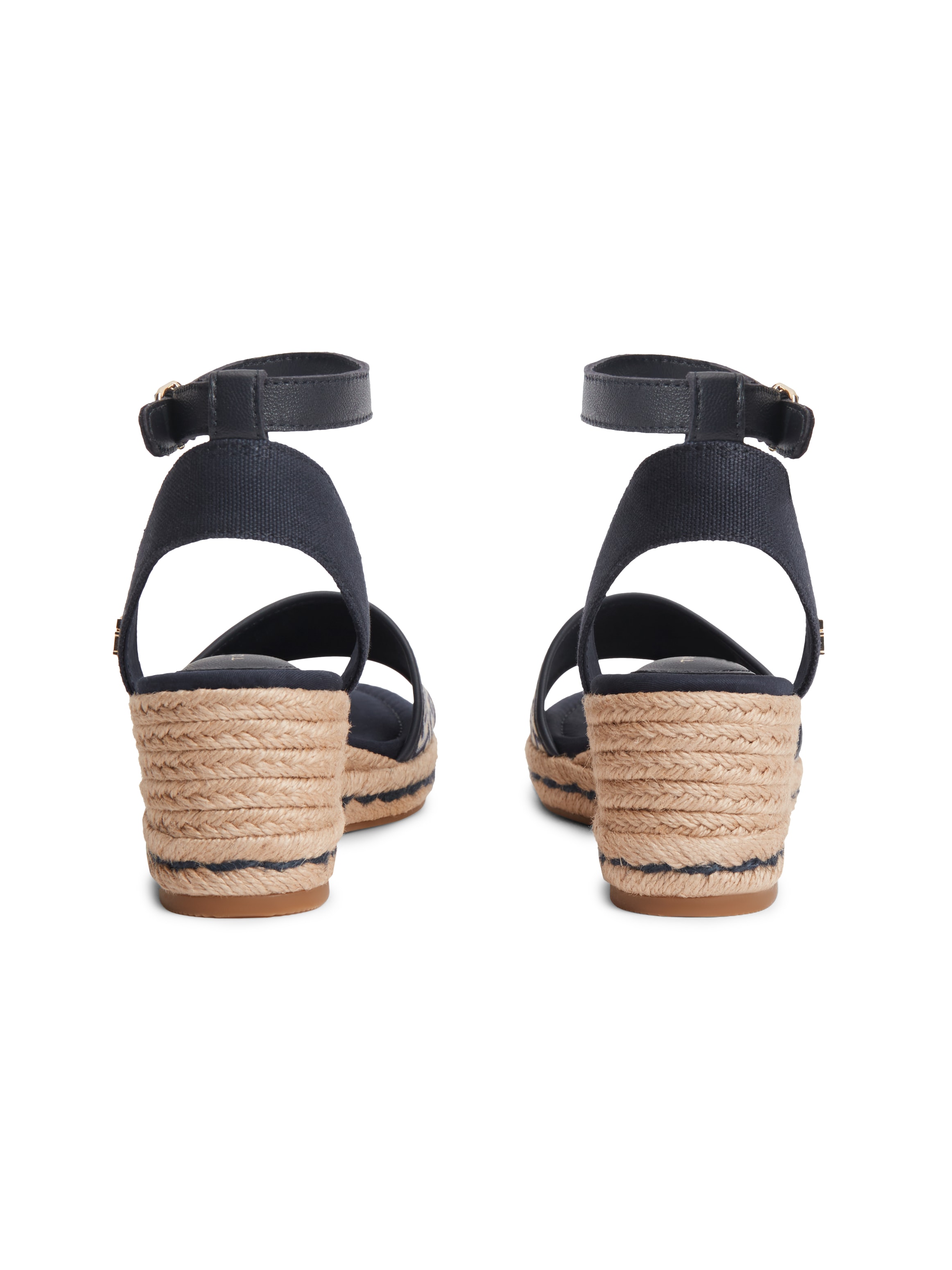 Tommy Hilfiger Keilsandalette »TH MID ESPAD WEDGE JACQUARD«  Sommerschuh, Riemchensandale mit kontrastreicher TH-Stickerei