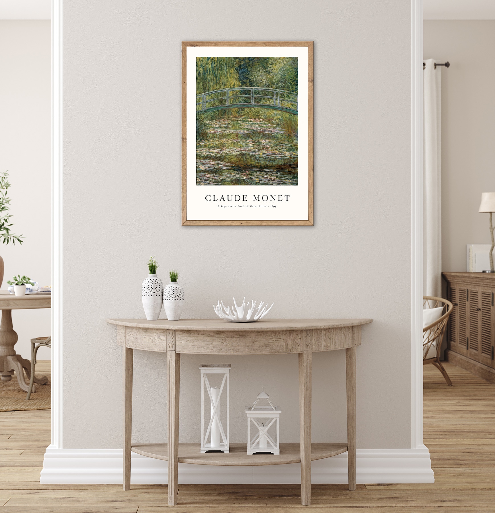 Bönninghoff Bild mit Rahmen »BRÜCKE ÜBER SEEROSEN 50x70 cm – Sommerliches Küstenmotiv«