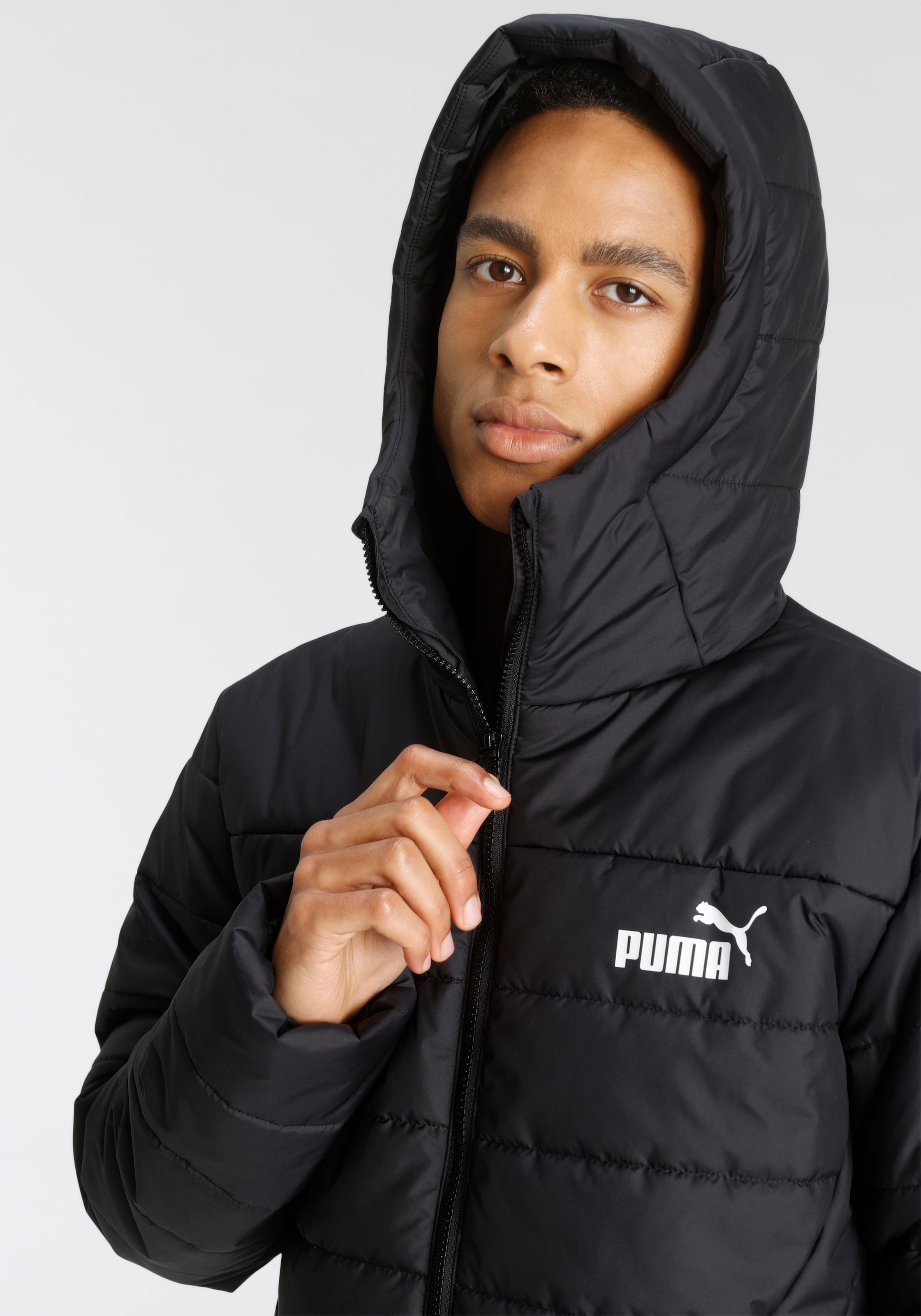 PUMA Steppjacke »ESS HOODED PADDED JACKET«, mit Kapuze
