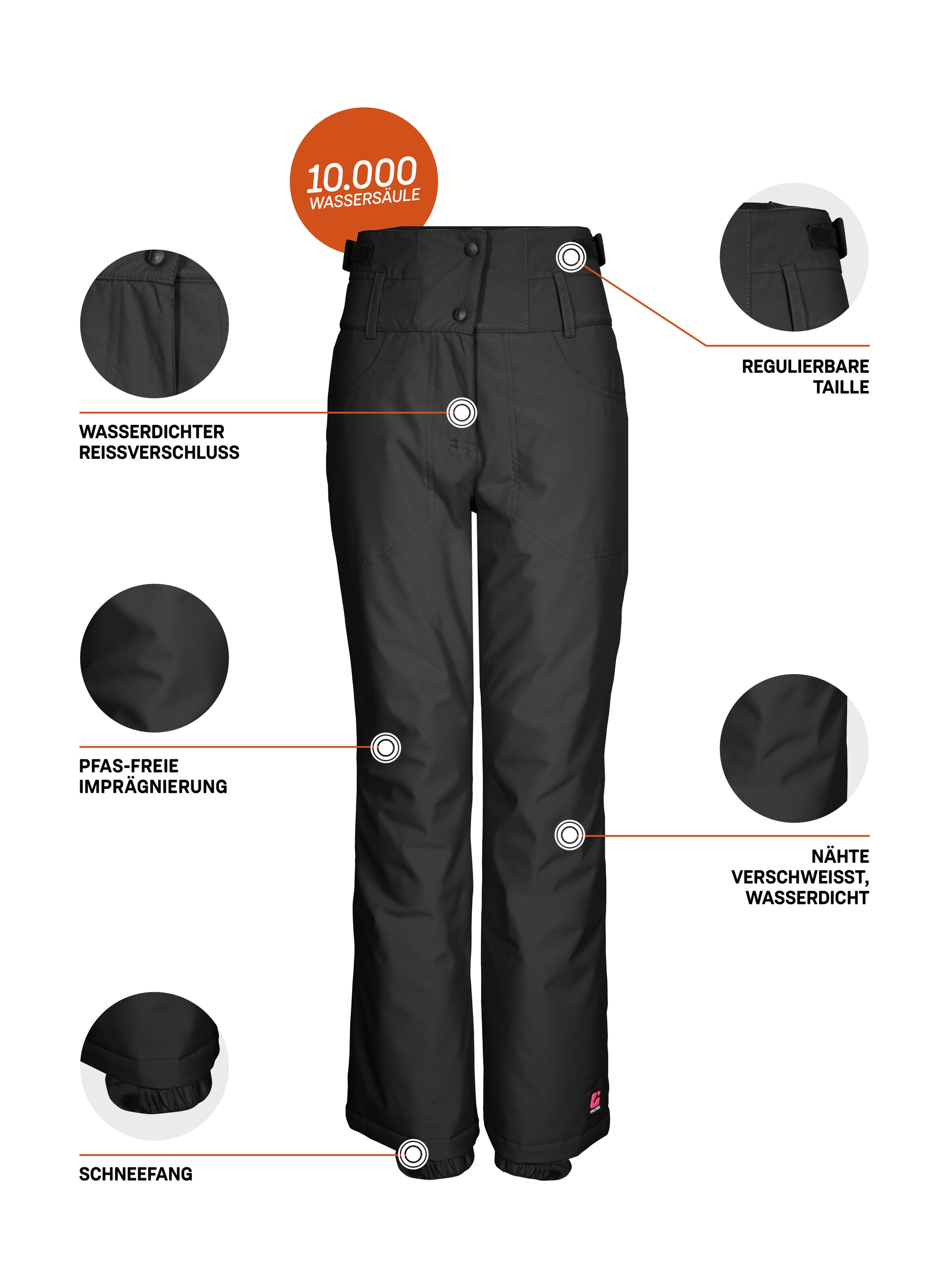 Killtec Skihose »KSW 212 GRLS SKI PNTS«, Wasserdichte, atmungsaktive Skihose mit verstellbarer Taille