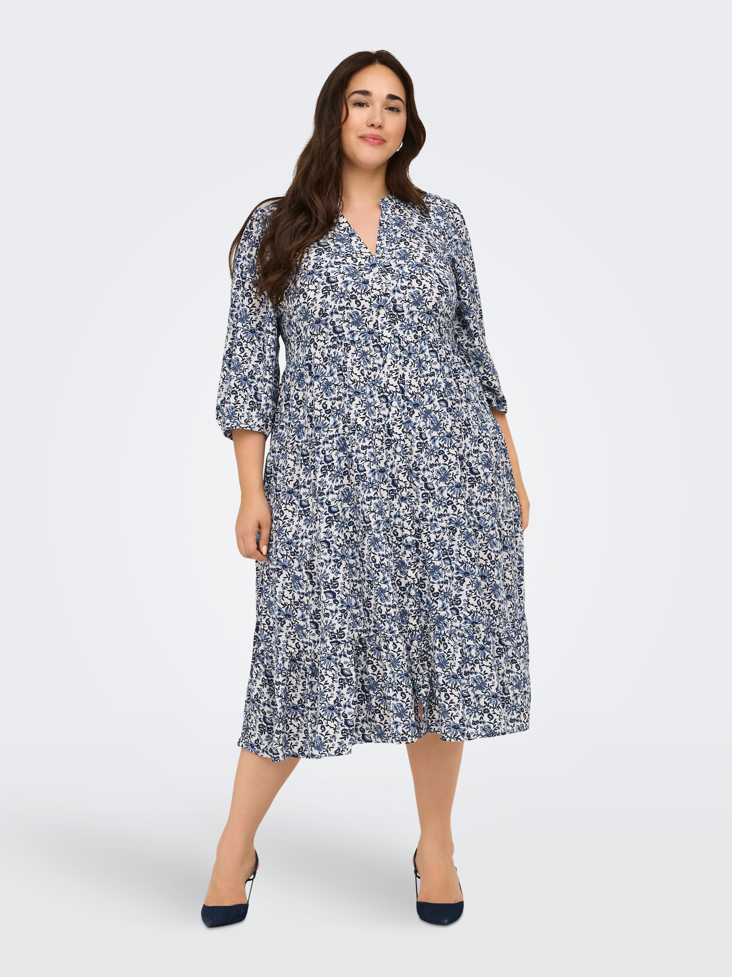 ONLY CARMAKOMA Tunikakleid »CARMILANA 3/4 DRESS WVN NOOS« Sommerkleid