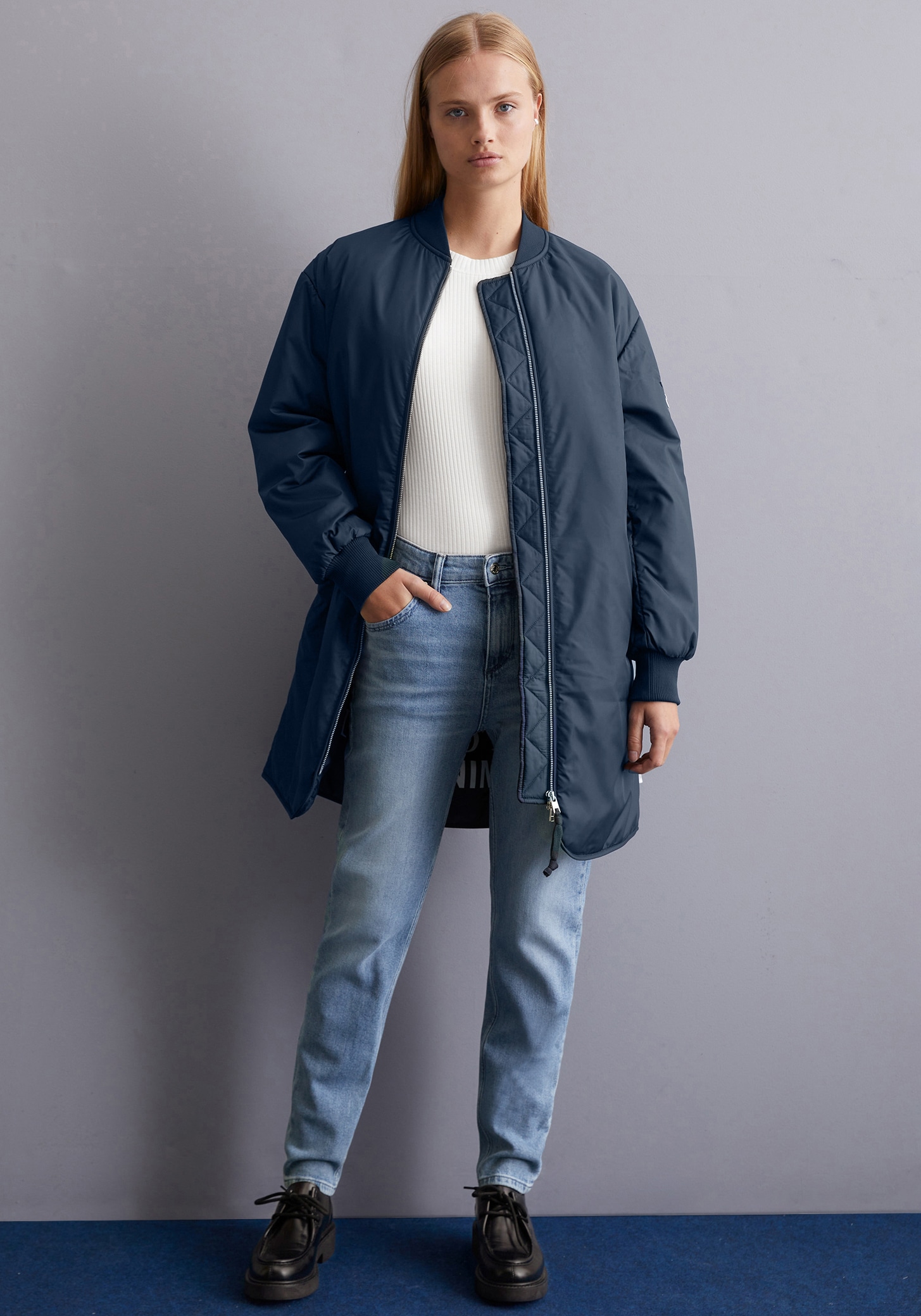 Marc O'Polo DENIM Kurzmantel, im Long-Bomber-Look