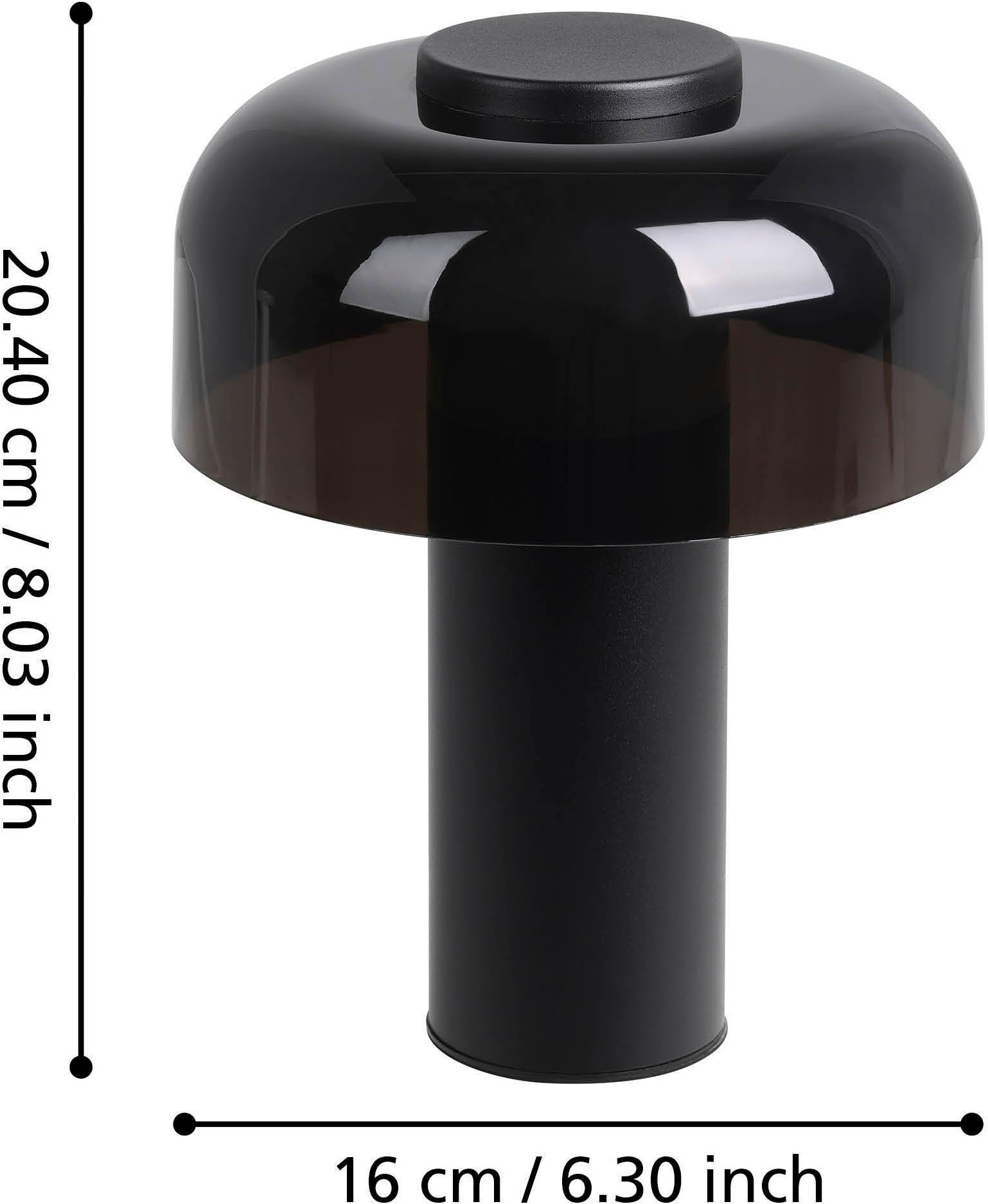 EGLO Tischleuchte »Ponente Tischlampe, Nachtischlampe, Metall und Kunststoff, IP44, Lampe« LED-Modul 1 Stk. Kaltweiß | Neutralweiß | Warmweiß Tischleuchte - H20 x Ø16 cm - schwarz - 2,25W inkl.